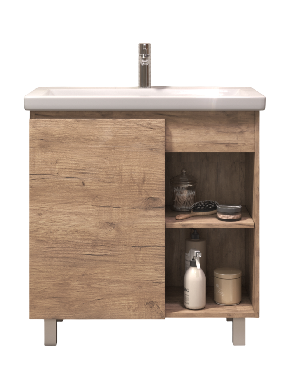 Тумба с раковиной Vigo Milos 80 напольная, дуб золотой