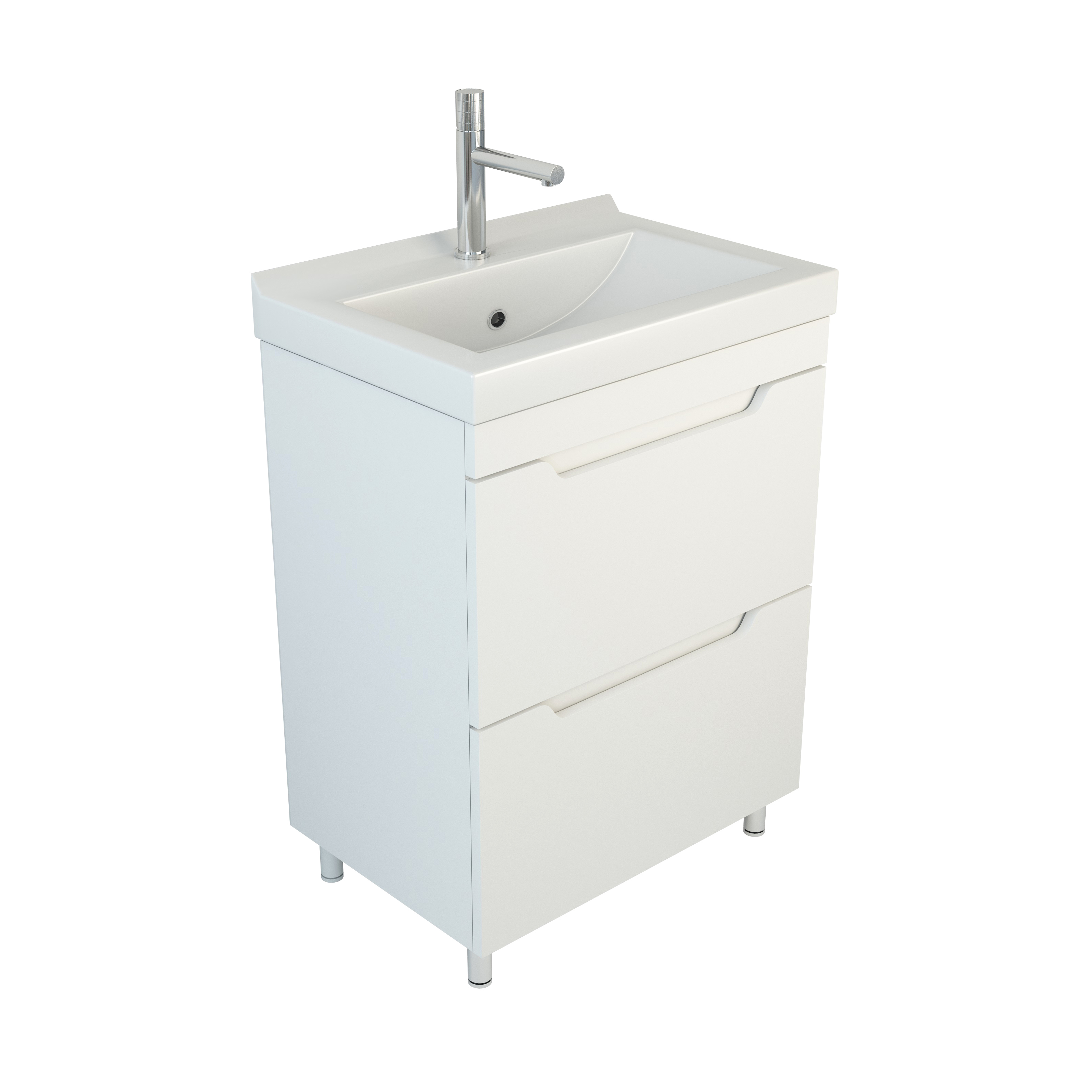 Тумба с раковиной Emmy Агата 55 глянцевая белая