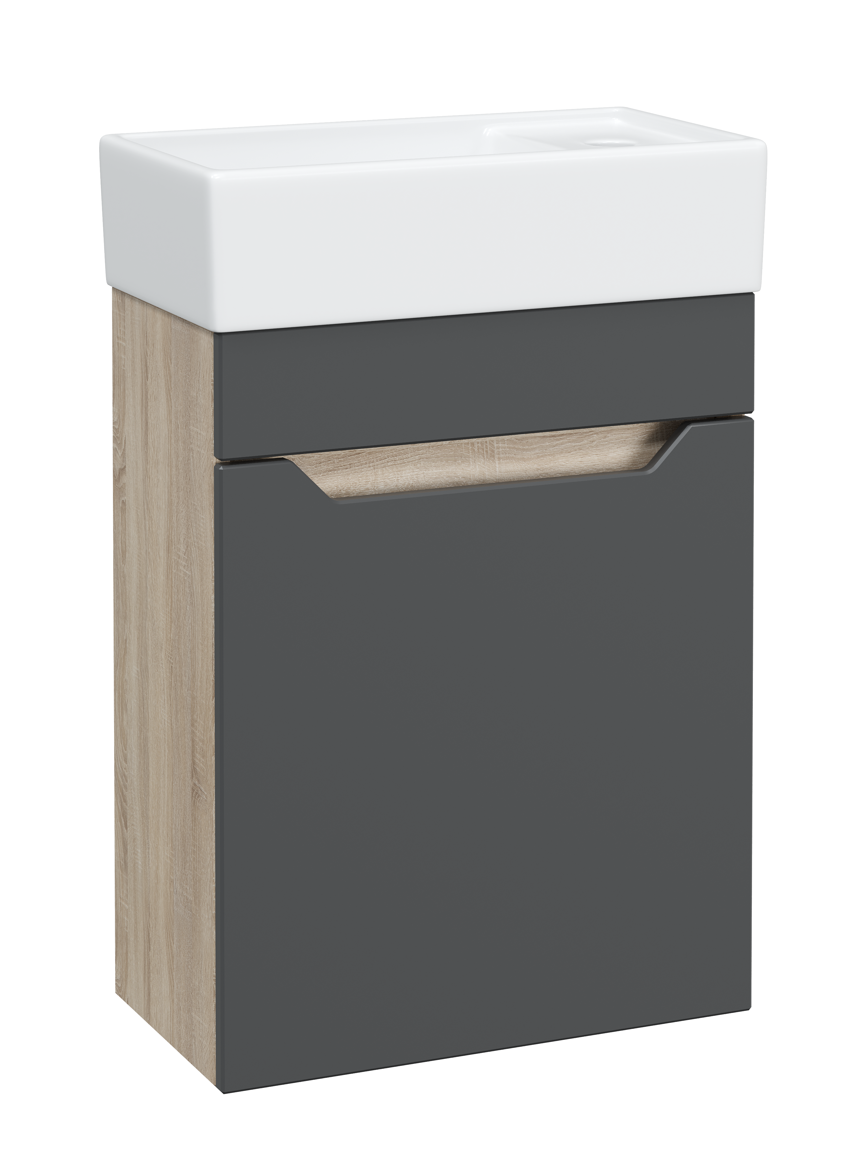 Тумба под раковину без столешницы DIWO Архангельск 40 подвесная, дуб сонома, антрацит