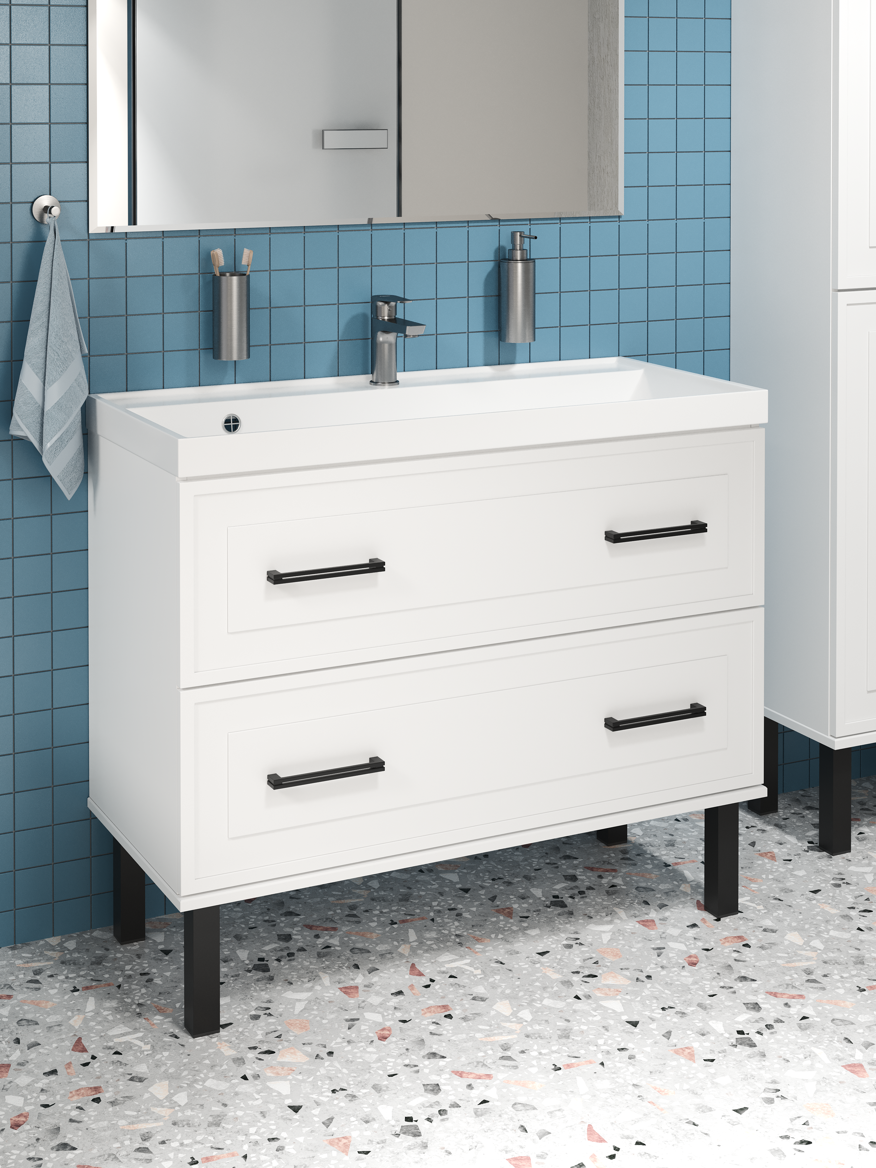 Тумба с раковиной STWORKI Хадстен 100 напольная, белая