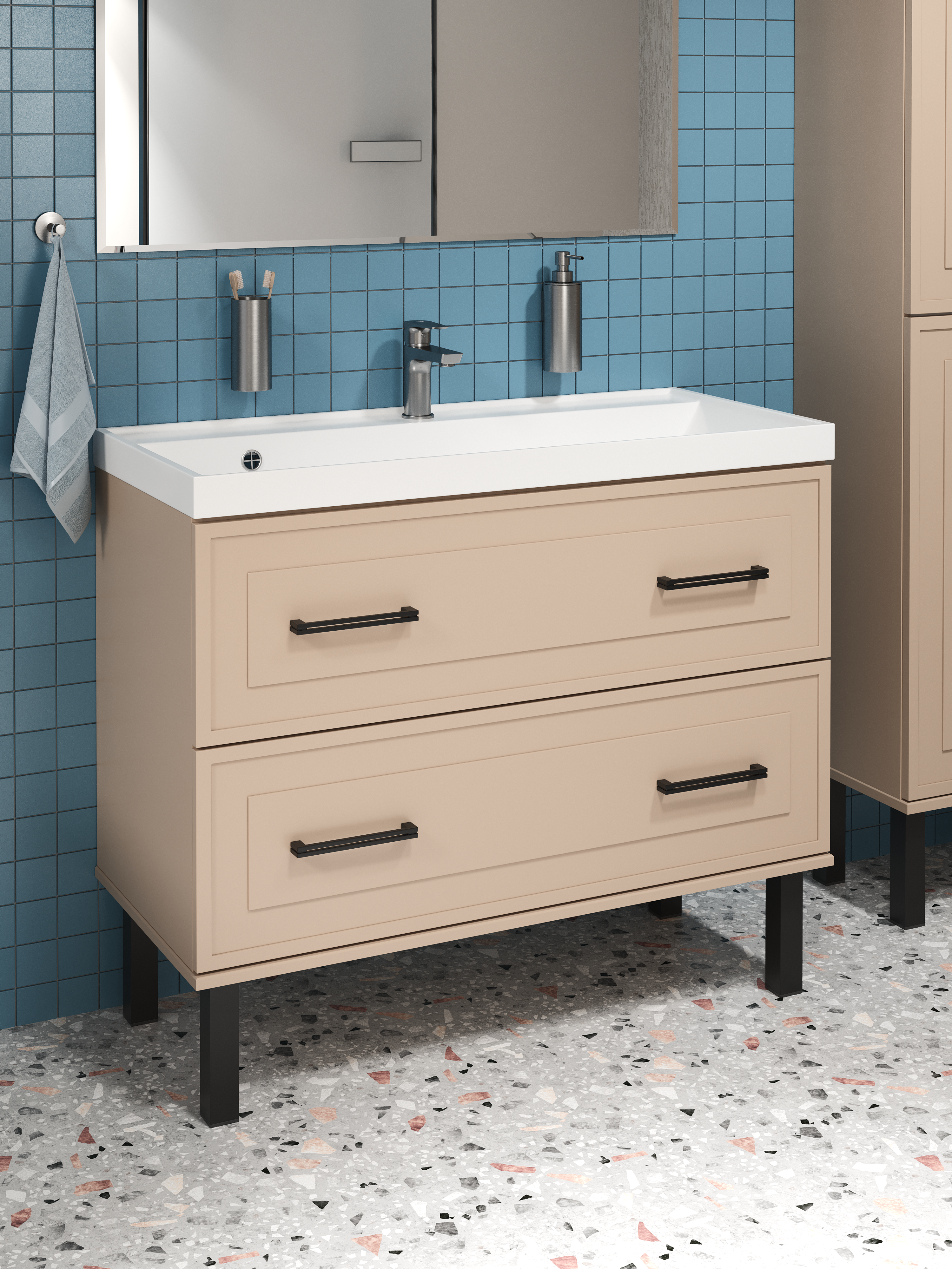 Тумба с раковиной STWORKI Хадстен 100 напольная, латте