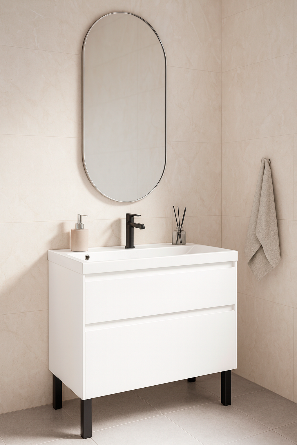 Тумба с раковиной STWORKI Родос 80 напольная, белая