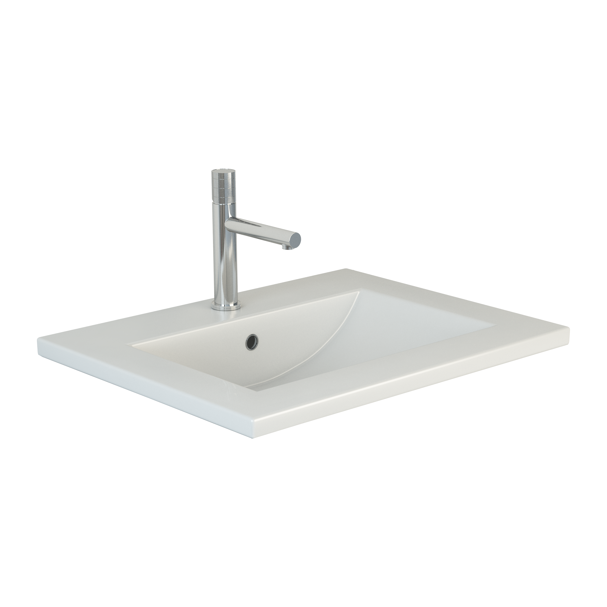 Мебельная раковина Emmy Вега 61 накладная, глянцевая белая, прямоугольная, фаянс