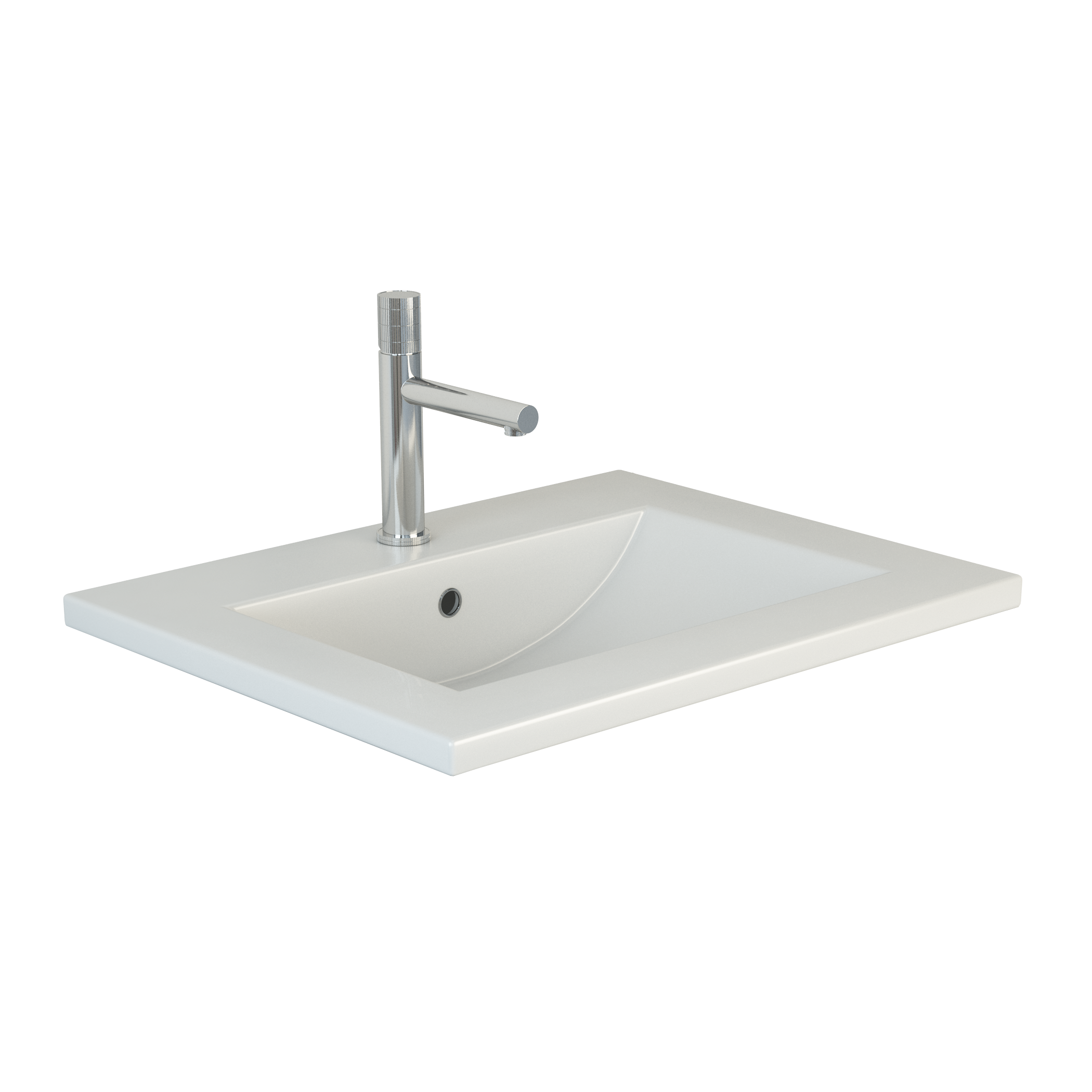 Мебельная раковина Emmy Вега 52 накладная, глянцевая белая, прямоугольная, фаянс