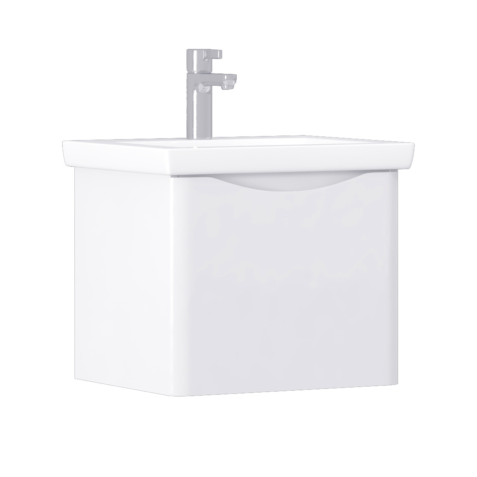 Тумба под раковину без столешницы Vigo Glem 50 подвесная, 1 ящик, глянцевая белая