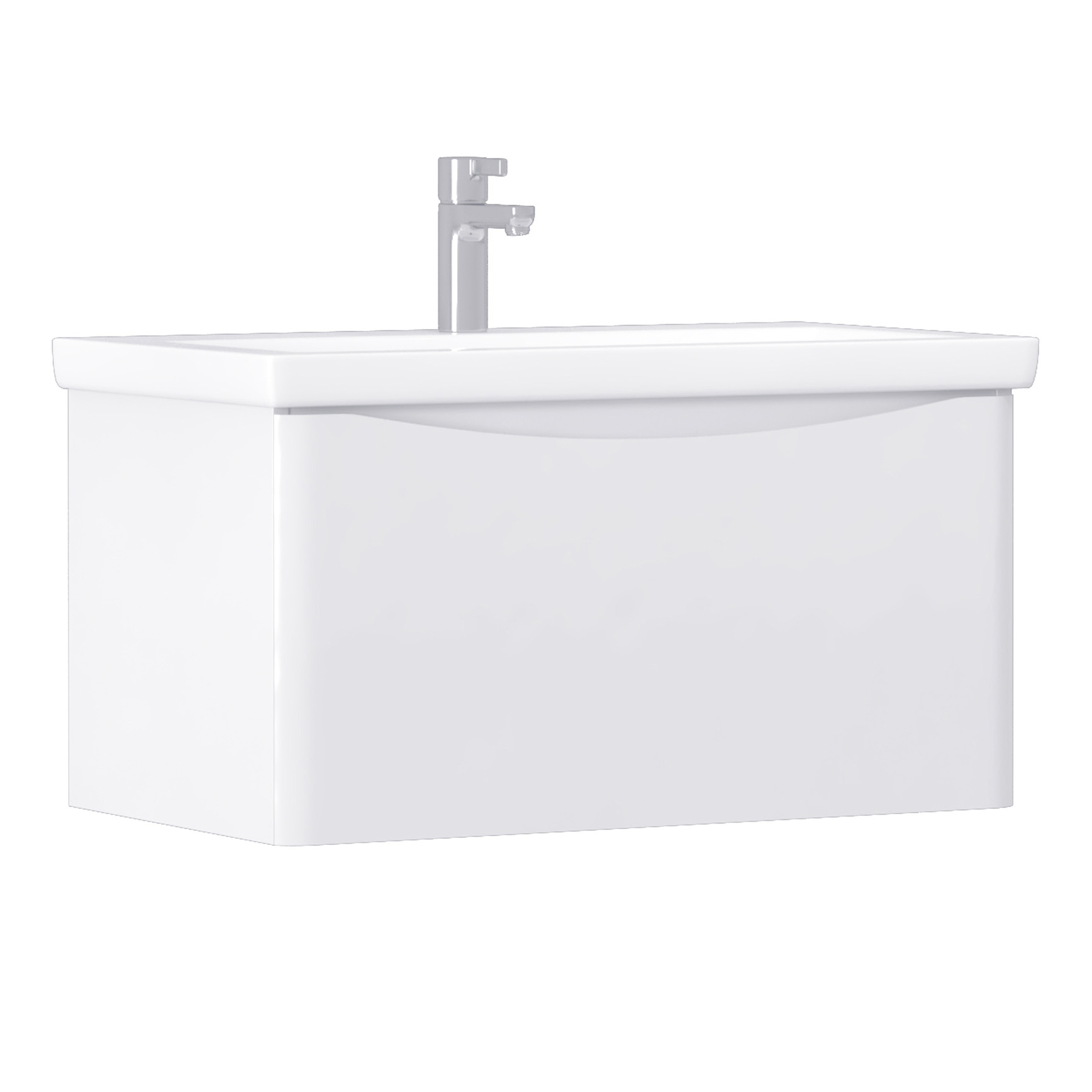 Тумба под раковину без столешницы Vigo Glem 80 подвесная, 1 ящик, глянцевая белая