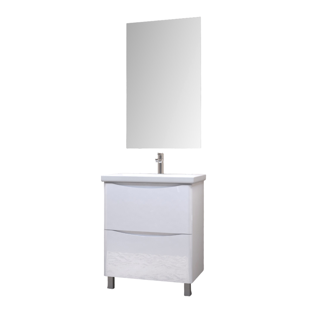 Мебель для ванной комнаты Vigo Glem 70 напольная, 2 ящика, глянцевая белая