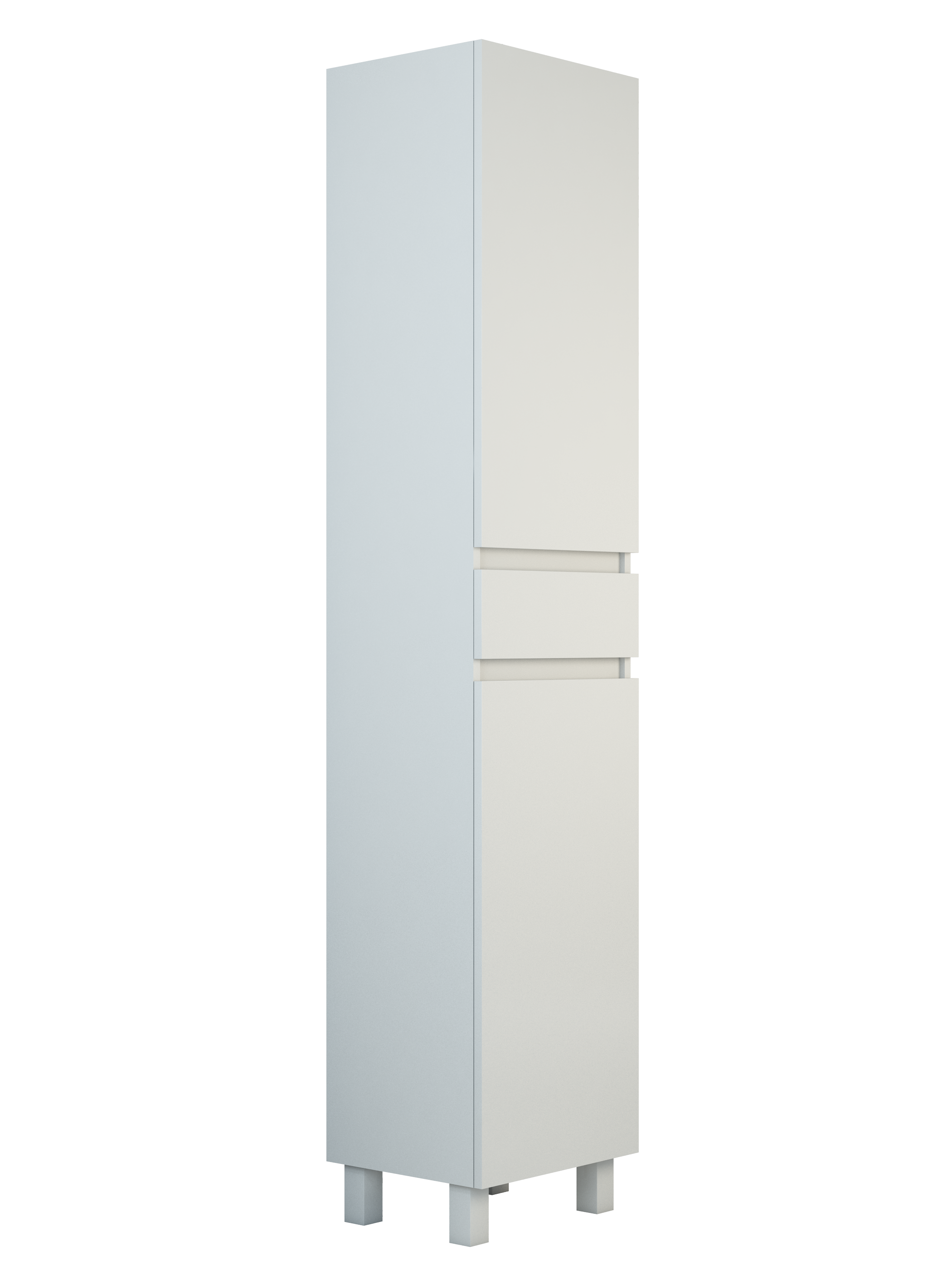 Шкаф-пенал для ванной Emmy Морган 40 R с бельевой корзиной, напольный, белый