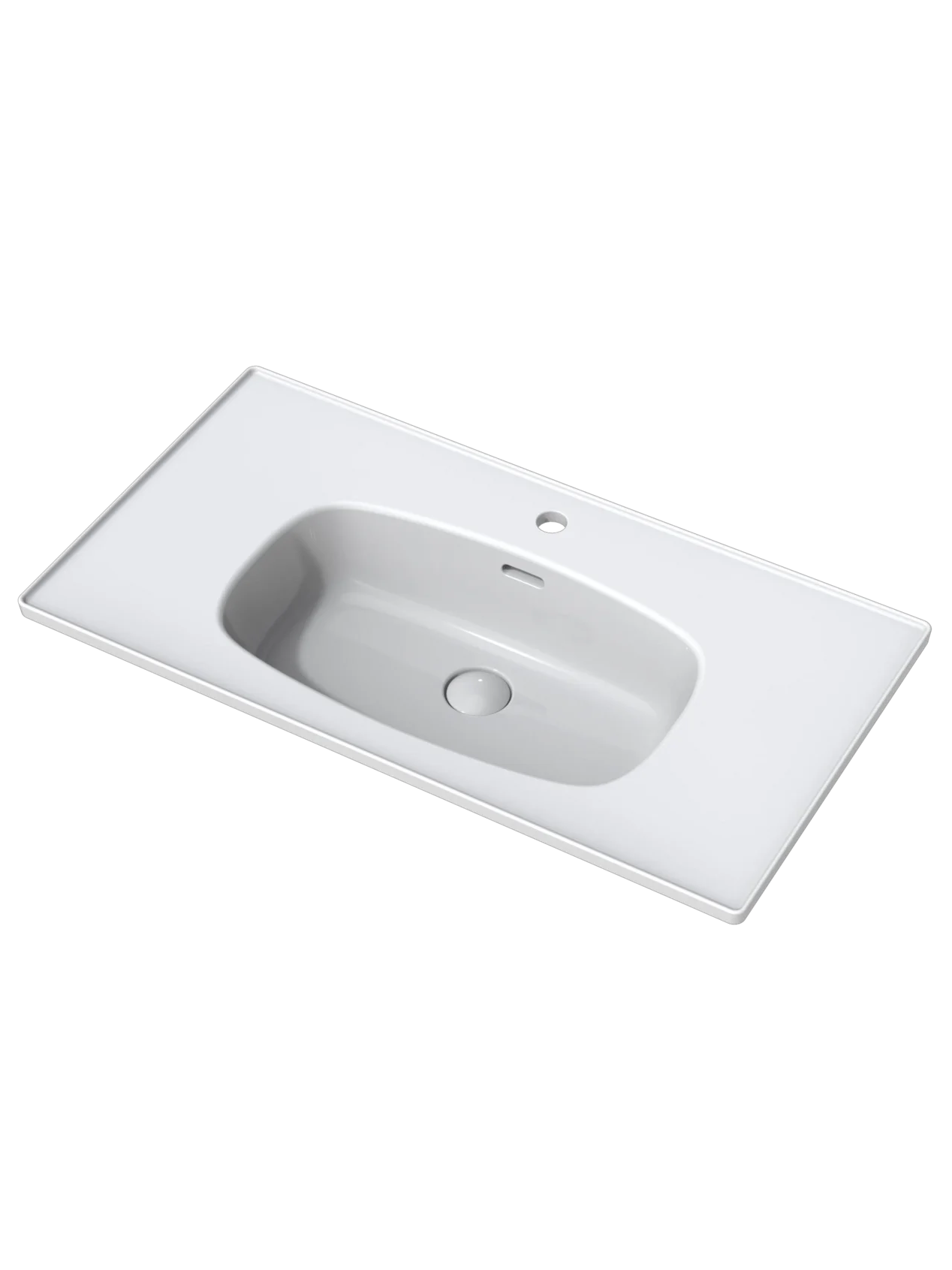 Мебельная раковина ARROW 90 накладная, глянцевая белая, прямоугольная, фарфор