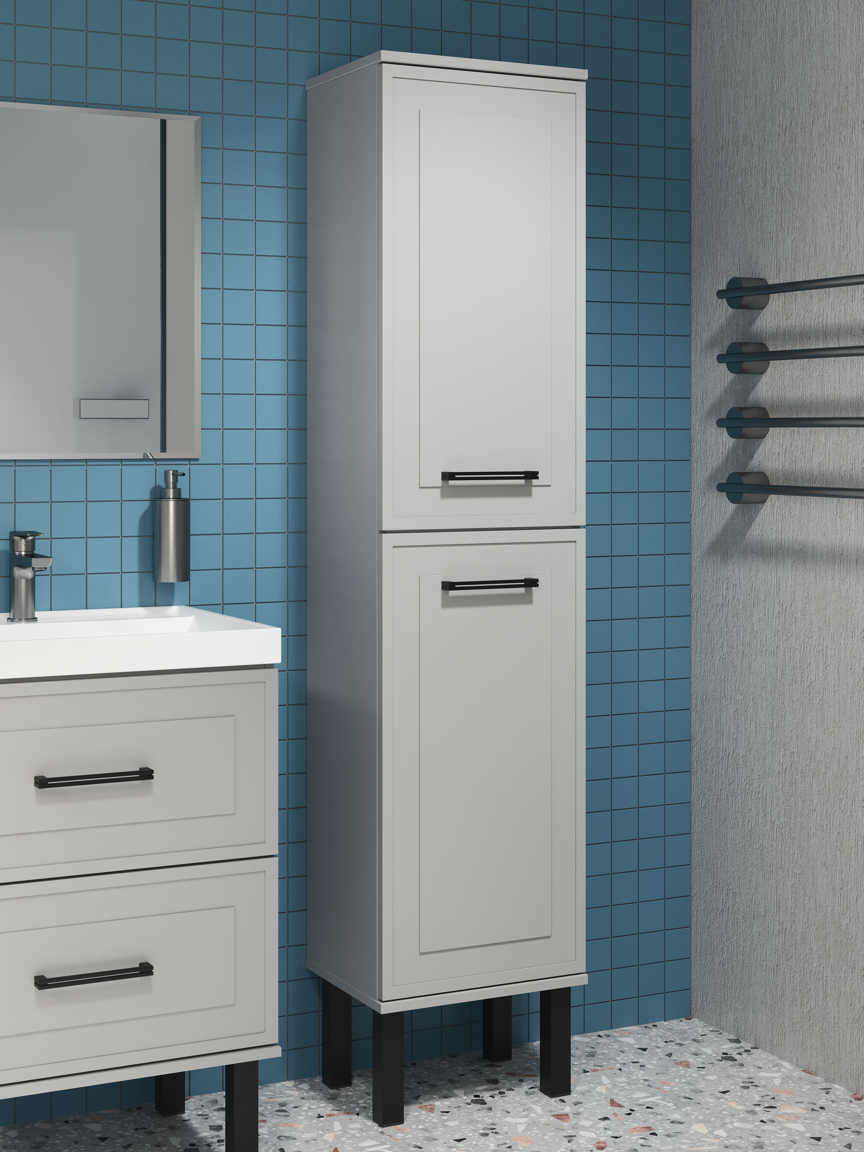 Шкаф-пенал для ванной STWORKI Хадстен 40 напольный, серый