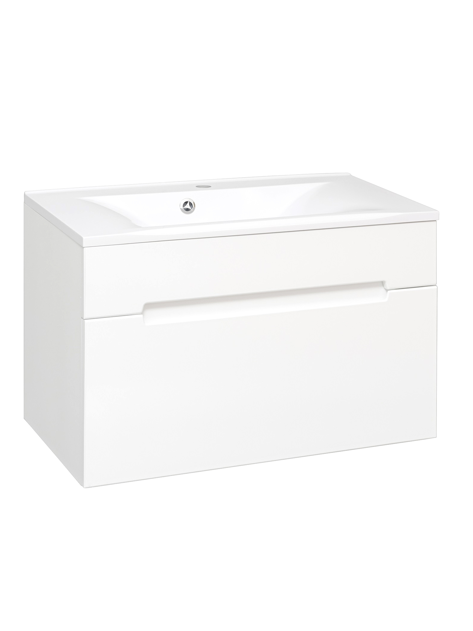 Тумба с раковиной Aqua de Marco Olivia 80 подвесная, 1 ящик, глянцевая белая