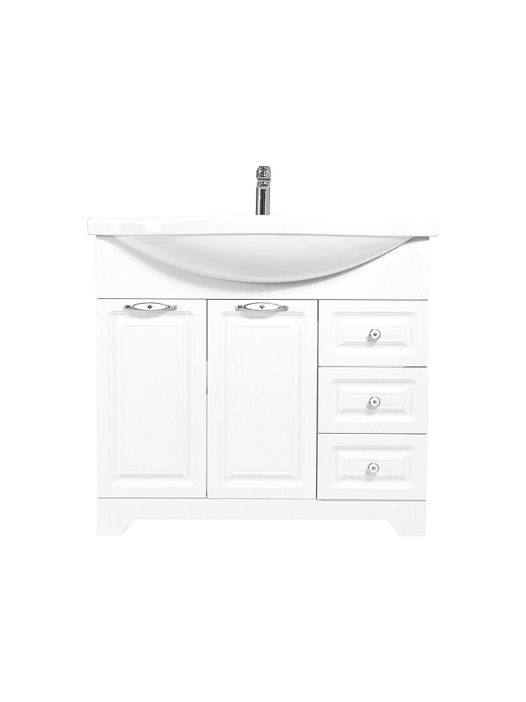 Тумба под раковину без столешницы Stella Polar Кармела 90 Люкс белое серебро