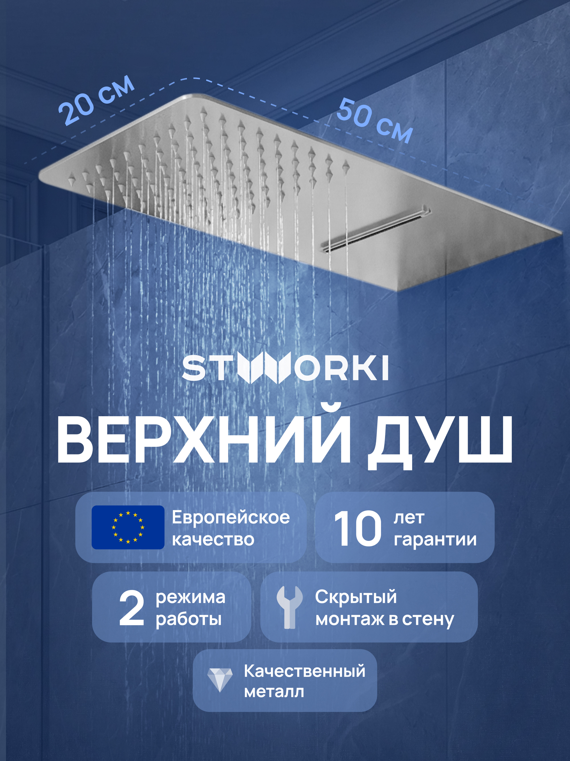 Верхний душ STWORKI STUDIO S512691S сталь