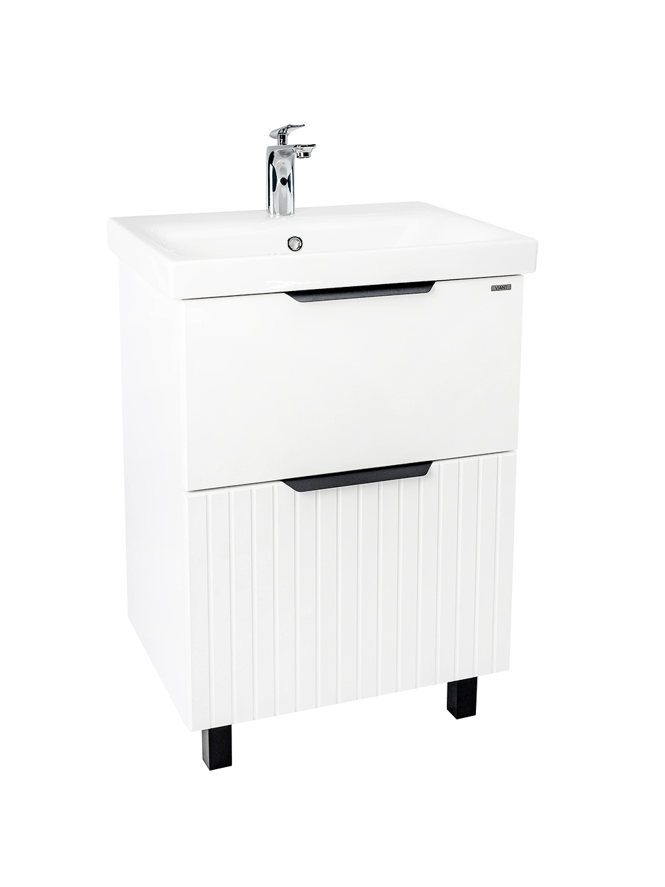 Тумба с раковиной VIANT Сицилия 60 напольная, 2 ящика, матовая белая