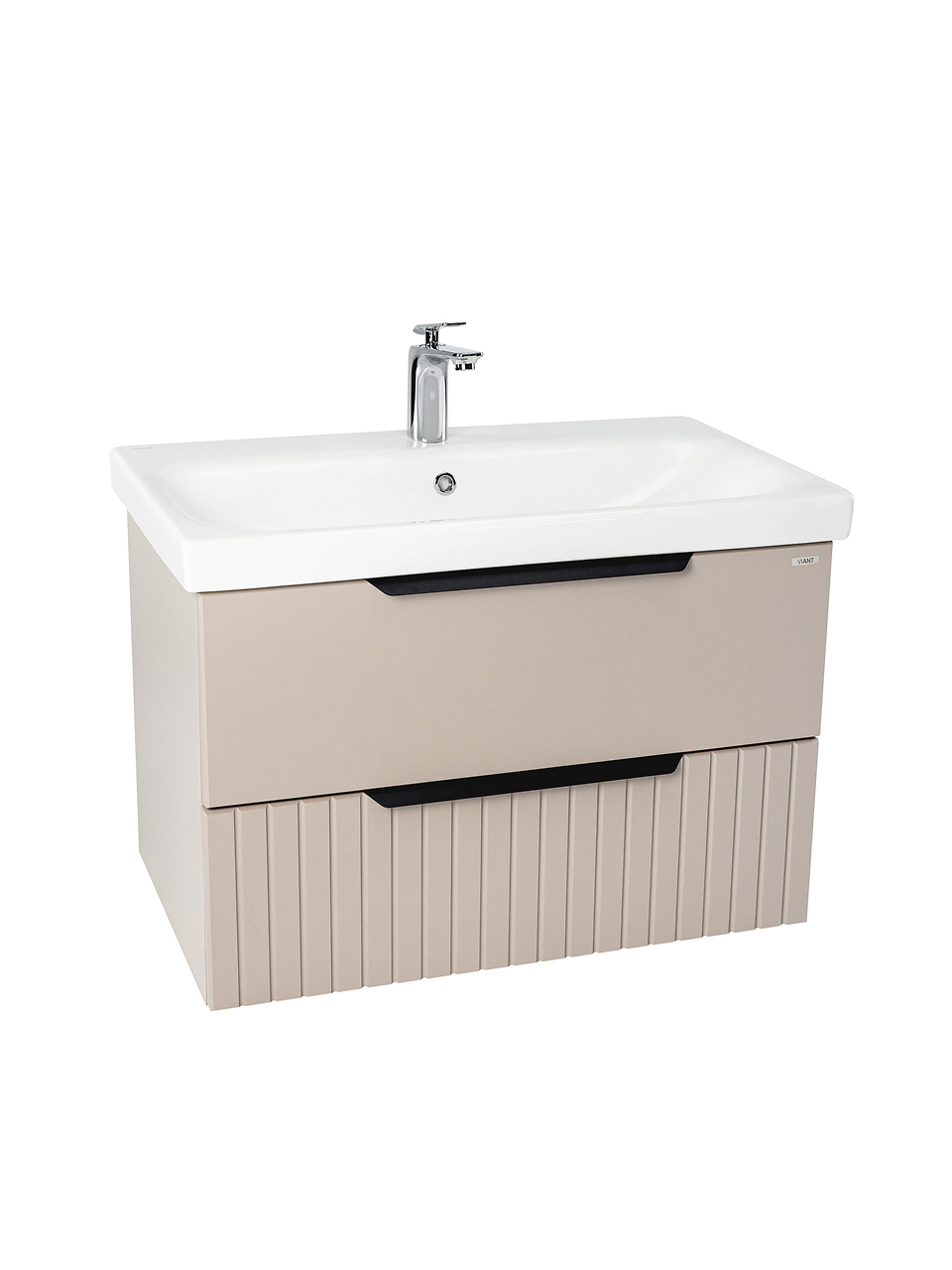 Тумба с раковиной VIANT Сицилия 80 подвесная, 2 ящика, капучино