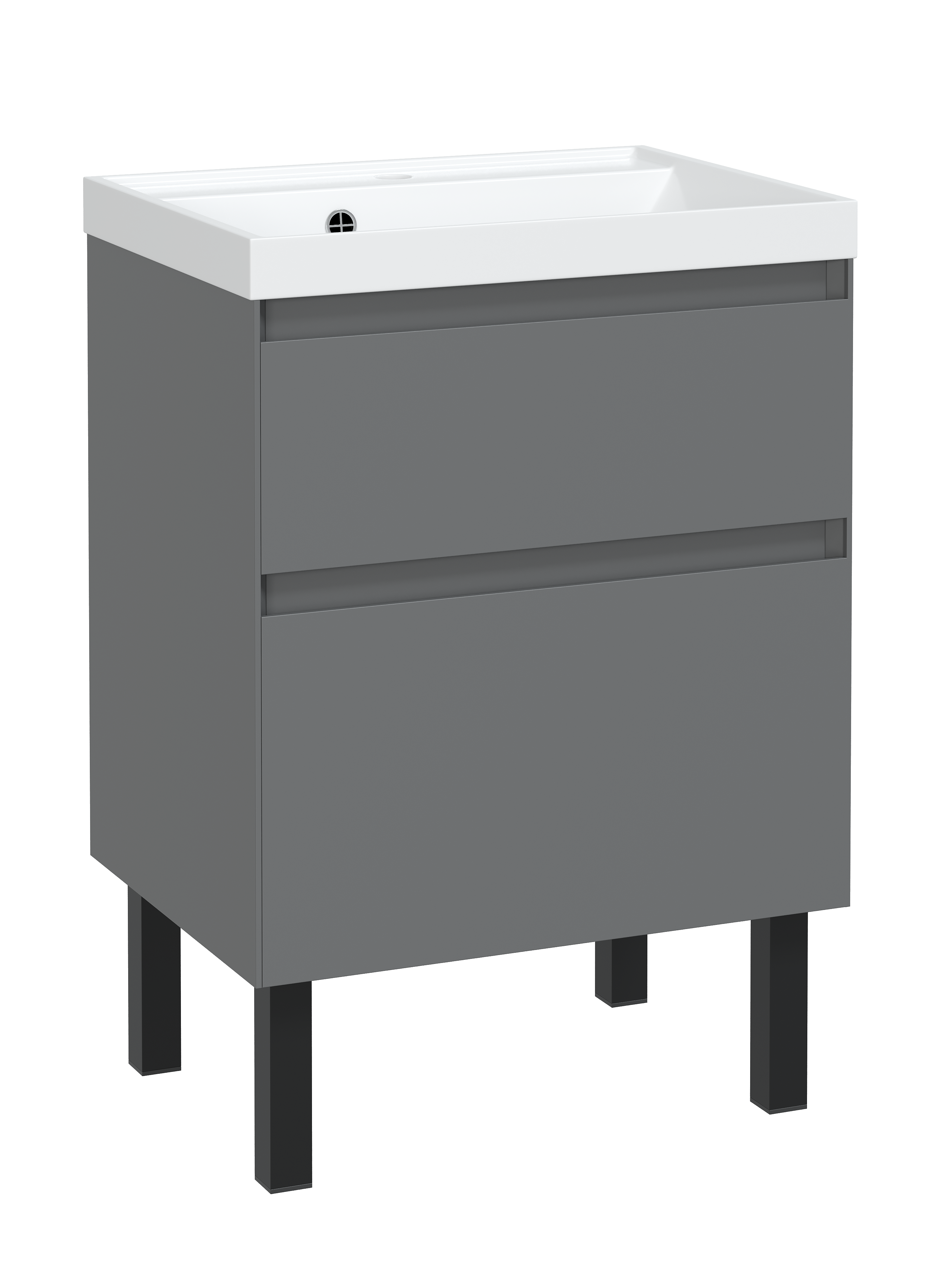 Тумба с раковиной STWORKI Родос 55 напольная, графит