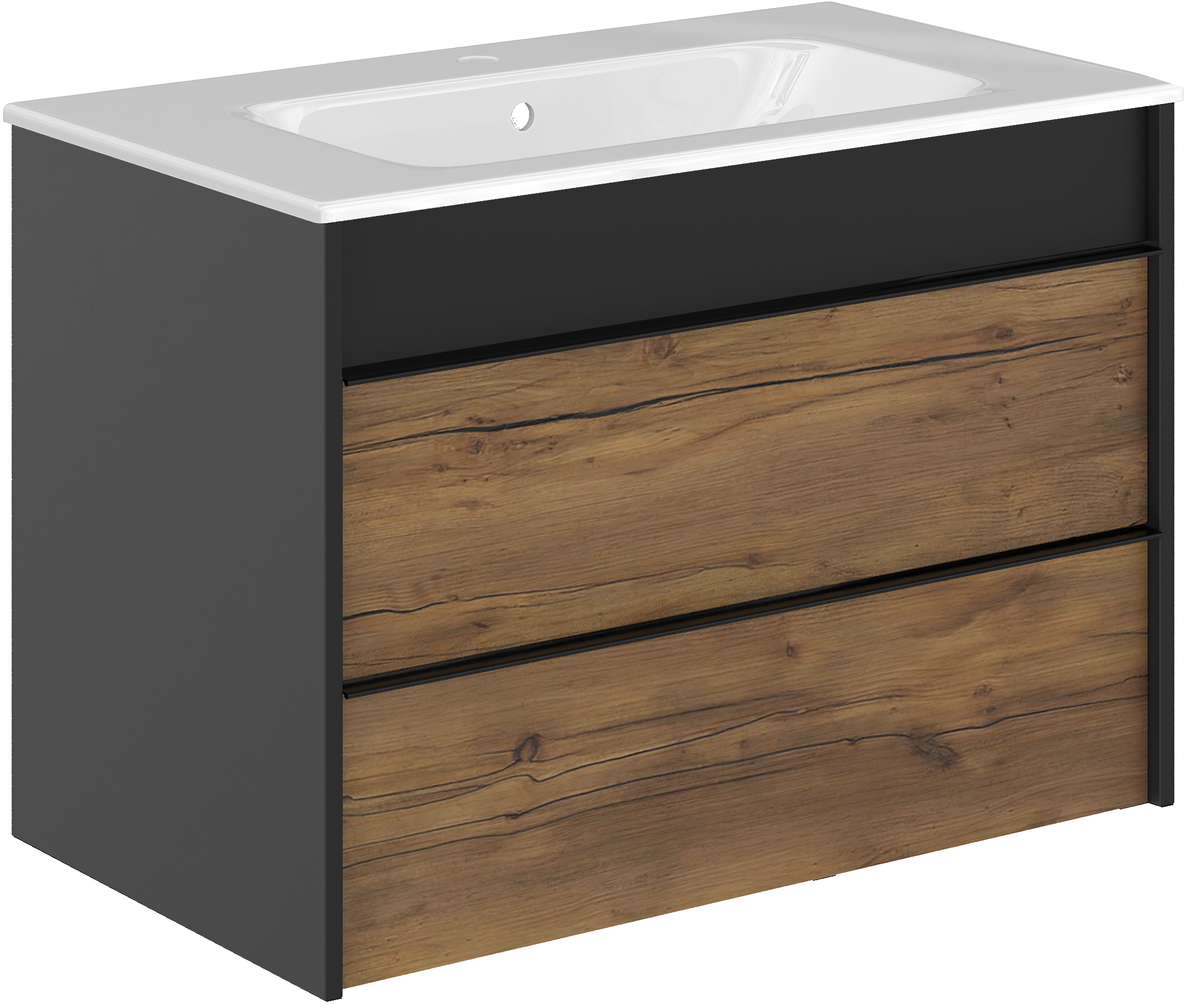 Тумба с раковиной STWORKI Гриндстед 70 дуб таксония, антрацит матовый