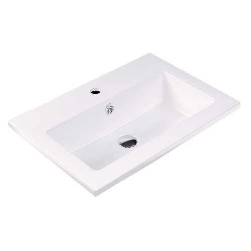 Мебельная раковина Florentina Серена накладная, глянцевая белая, прямоугольная, литьевой мрамор