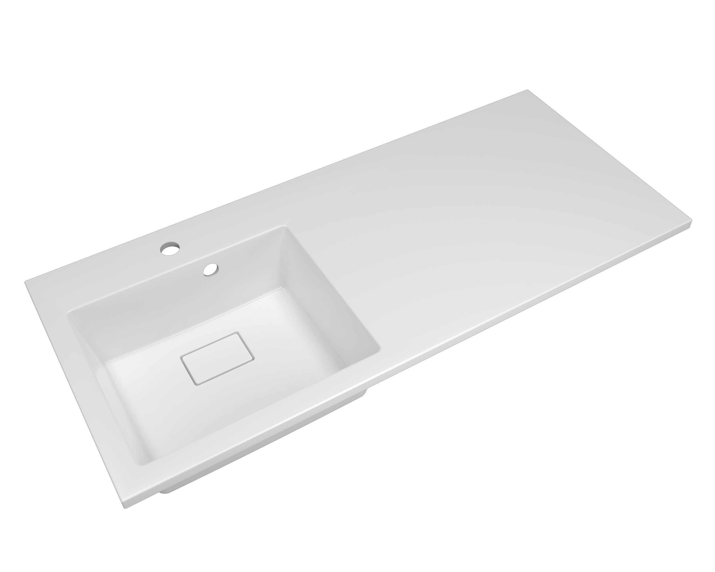 Раковина над стиральной машиной Florentina Аванти 110L БК глянцевая белая, прямоугольная, литьевой мрамор, со столешницей справа