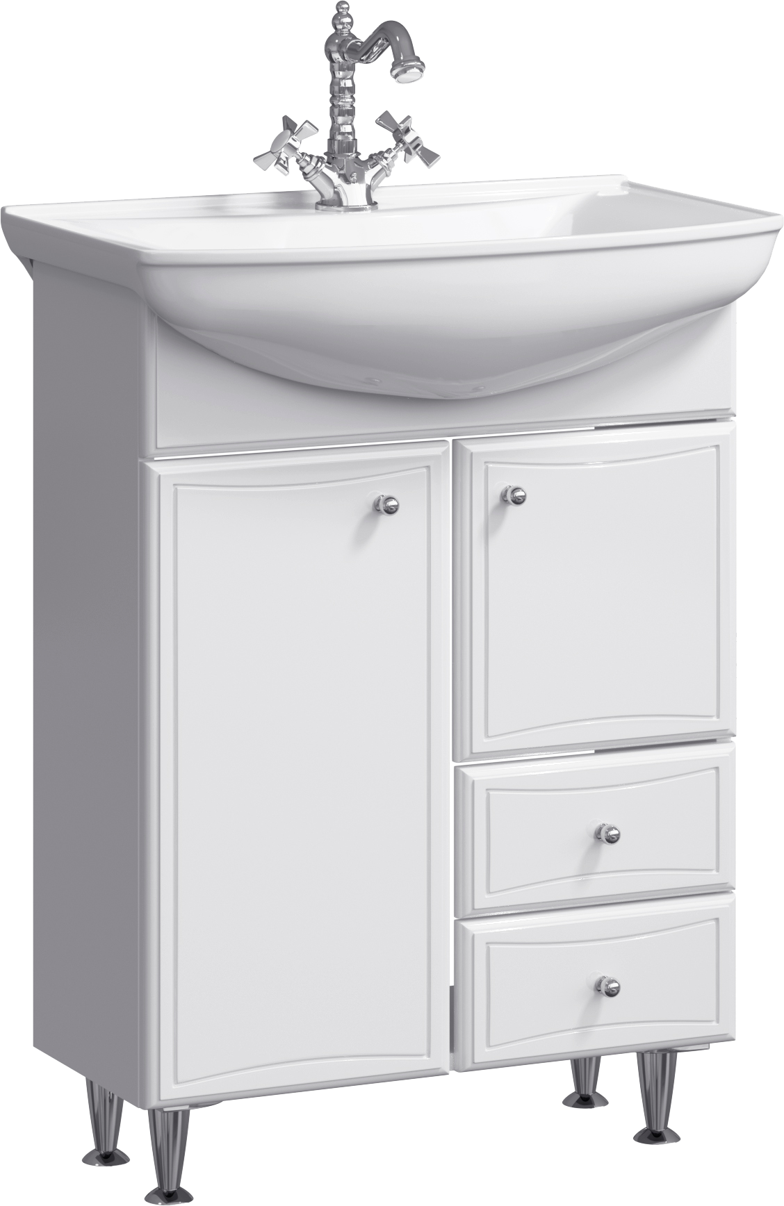 Тумба под раковину без столешницы Aqwella Барселона люкс 65 с бельевой корзиной