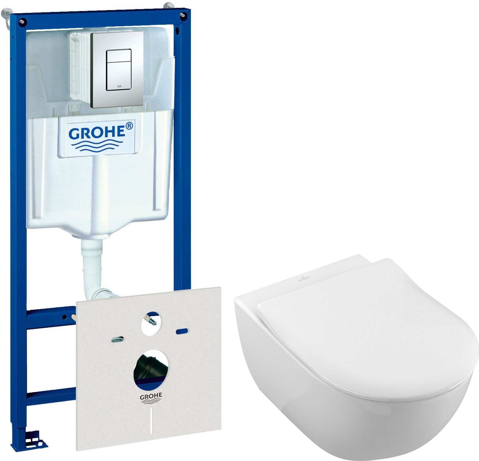 Комплект 2 в 1 Унитаз подвесной Villeroy & Boch Subway 2.0 5614R201 + Комплект Grohe Rapid SL 38775001H цвет хром