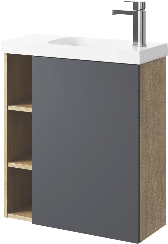 Тумба с раковиной Aqwella Alba 60 R, подвесная, дуб давос, матовая серая