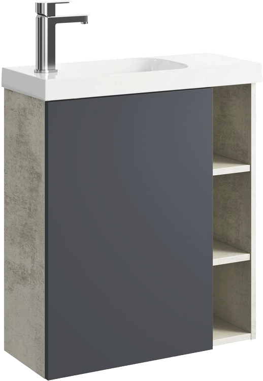 Тумба с раковиной Aqwella Alba 60 L, подвесная, светлый камень, матовая серая
