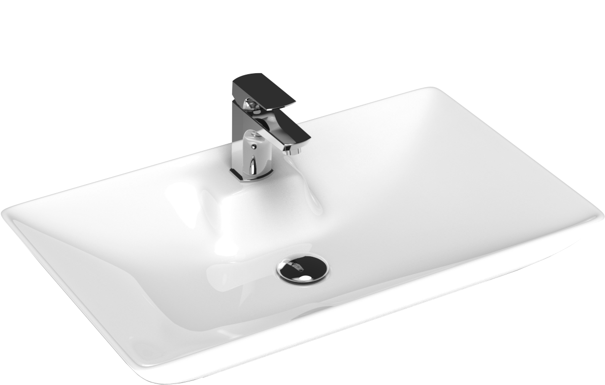 Накладная раковина STWORKI 65 3063-KL прямоугольная, фаянс, с 1 отверстием под смеситель