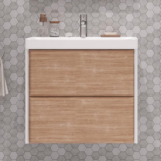 Тумба с раковиной Velvex Gesso 70.2Y дуб сонома, белая
