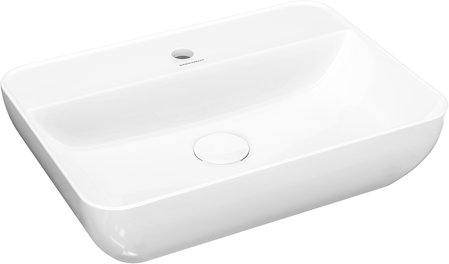 Раковина подвесная KERAMA MARAZZI Plaza PLR.wb.55.02 55 глянцевая белая, прямоугольная, фаянс