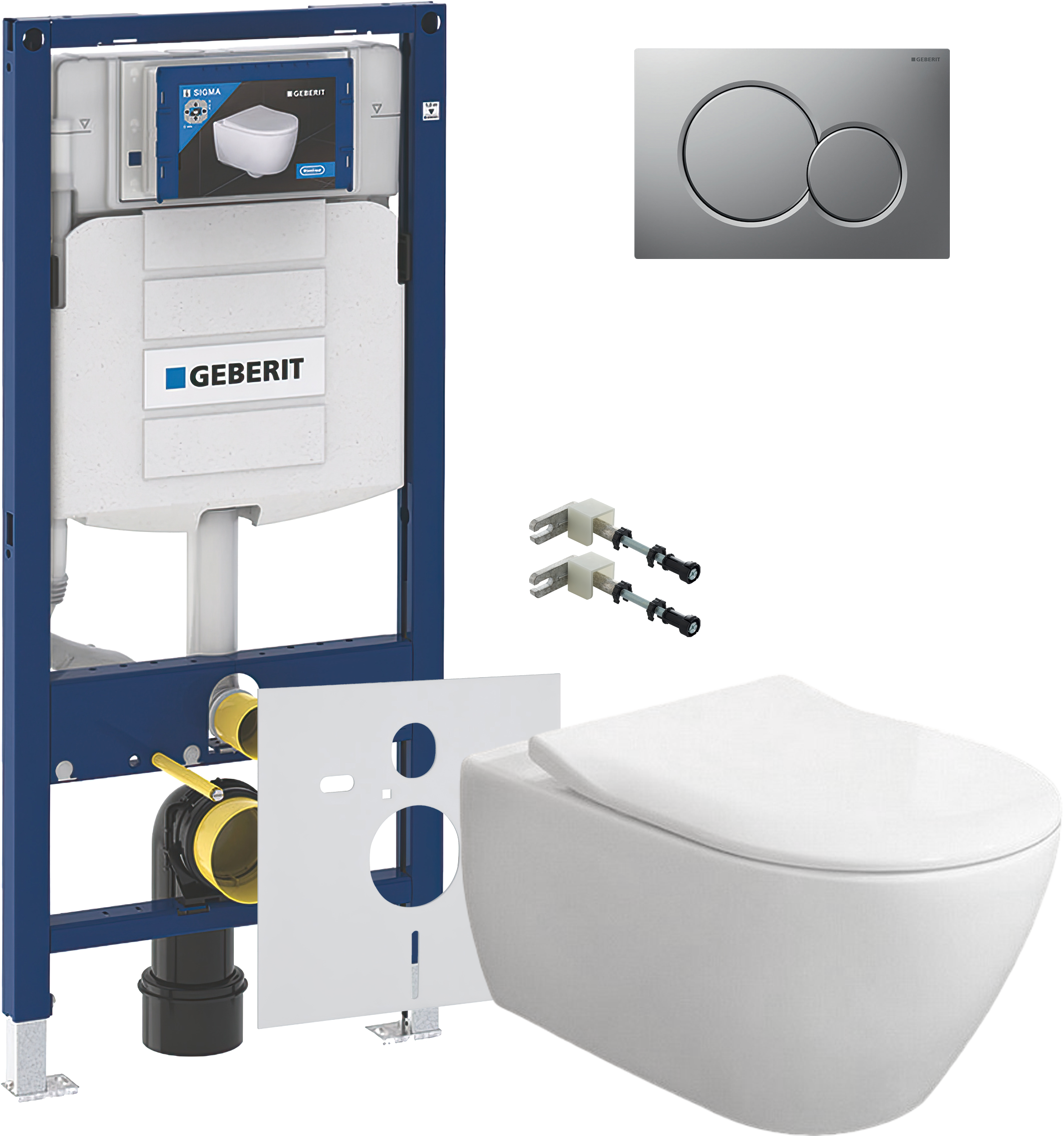Комплект  Унитаз подвесной Villeroy & Boch Subway 2.0 5614R201 alpin + Комплект крепления для инсталляций Geberit Duofix 111.815.00.1 к стене + Систем