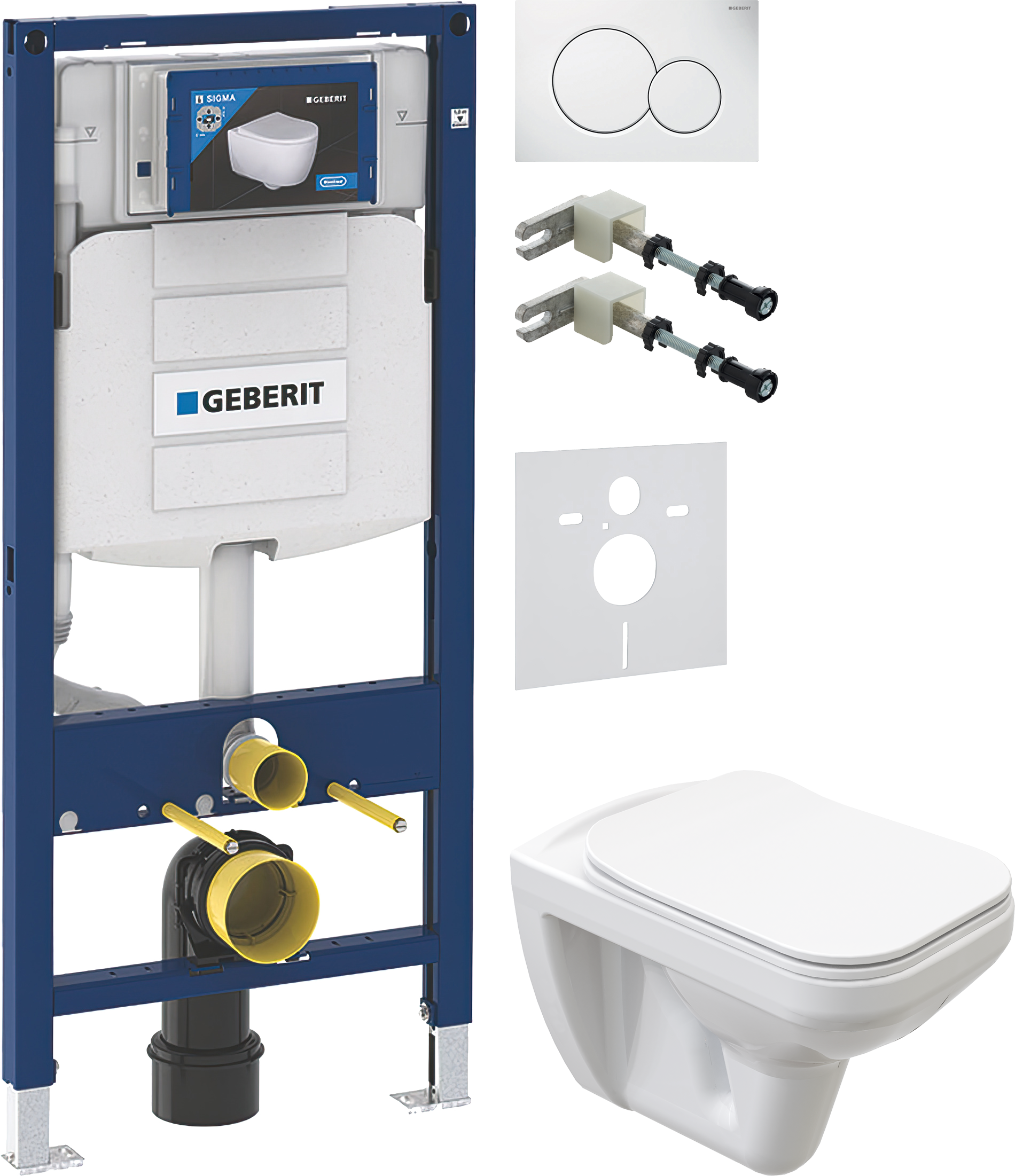 Комплект 5 в 1 Унитаз подвесной STWORKI Дублин SETK3504-0605-001-1-6000 + Крепления Geberit Duofix 111.815.00.1 к стене + Звукоизоляция 156.050.00.1 + Инсталляция UP 320 111.300.00.5 (111.950.00.6) + Кнопка Sigma 01 115.770.11.5 цвет белый