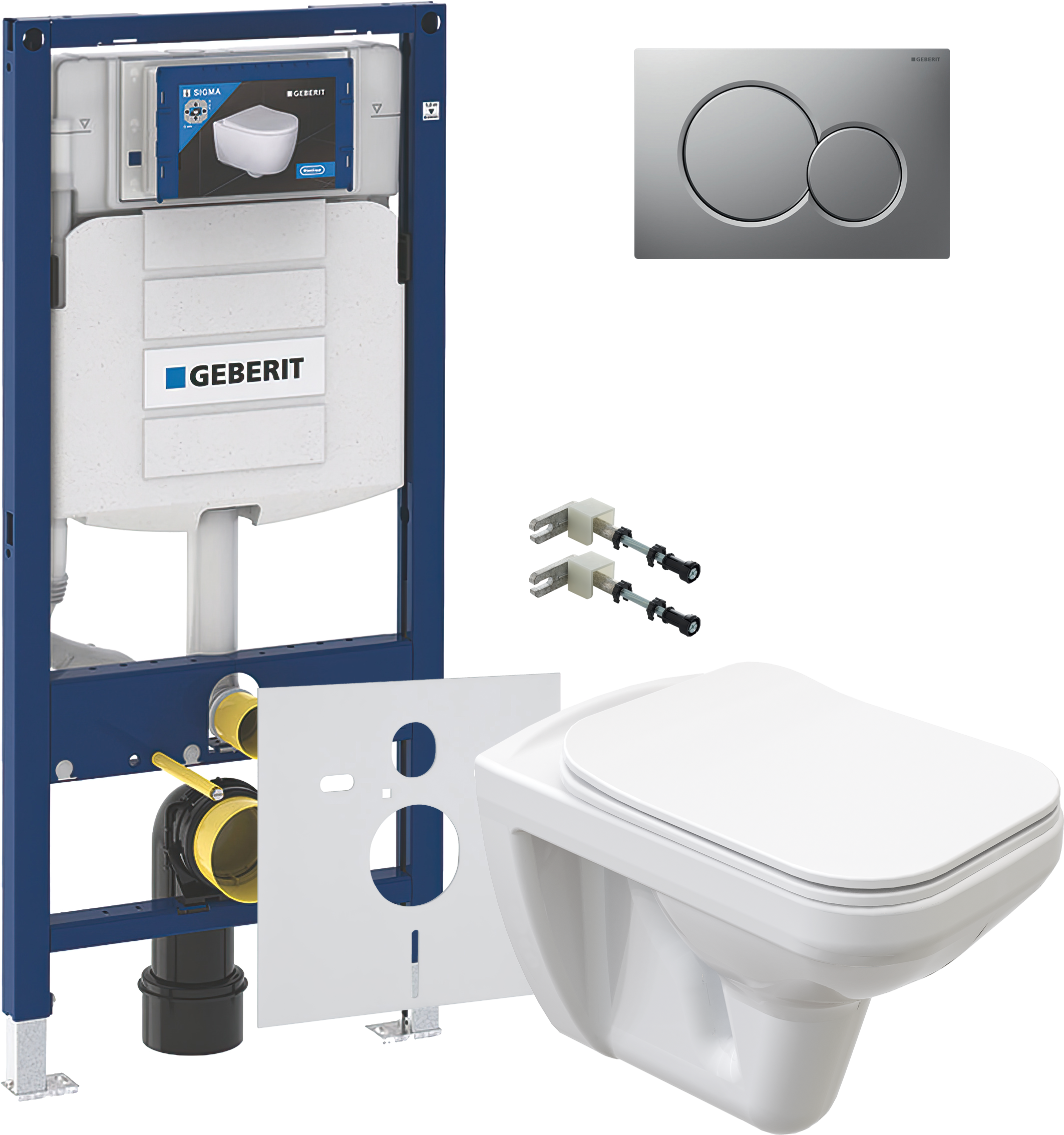 Комплект 5 в 1 Унитаз подвесной STWORKI Дублин SETK3504-0605-001-1-6000 + Крепления Geberit Duofix 111.815.00.1 к стене + Звукоизоляция 156.050.00.1 + Инсталляция UP 320 111.300.00.5 (111.950.00.6) + Кнопка Sigma 01 115.770.JQ.5 цвет матовый хром