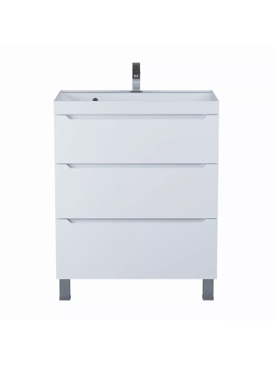 Тумба с раковиной Uperwood Tanos 60 напольная, белая, 3 ящика