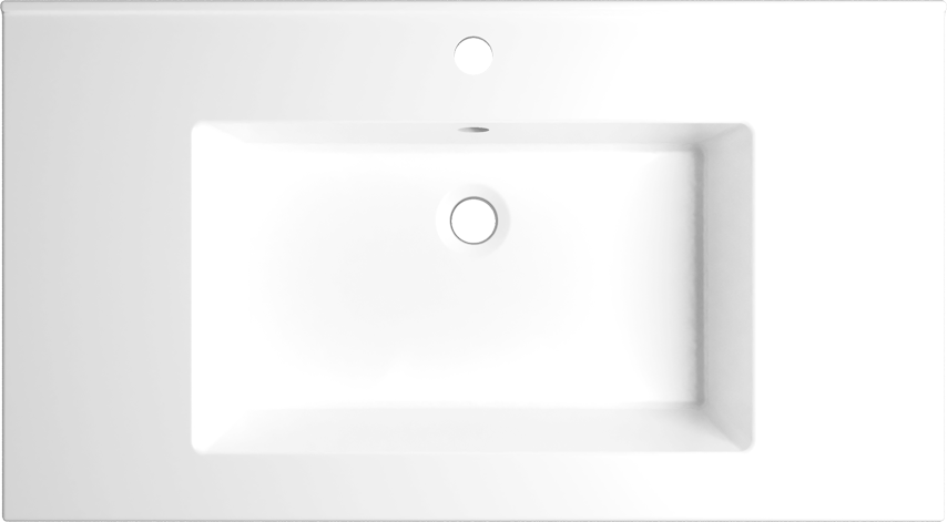 Мебельная раковина Paola Parma 850 накладная, глянцевая белая, прямоугольная, литьевой мрамор