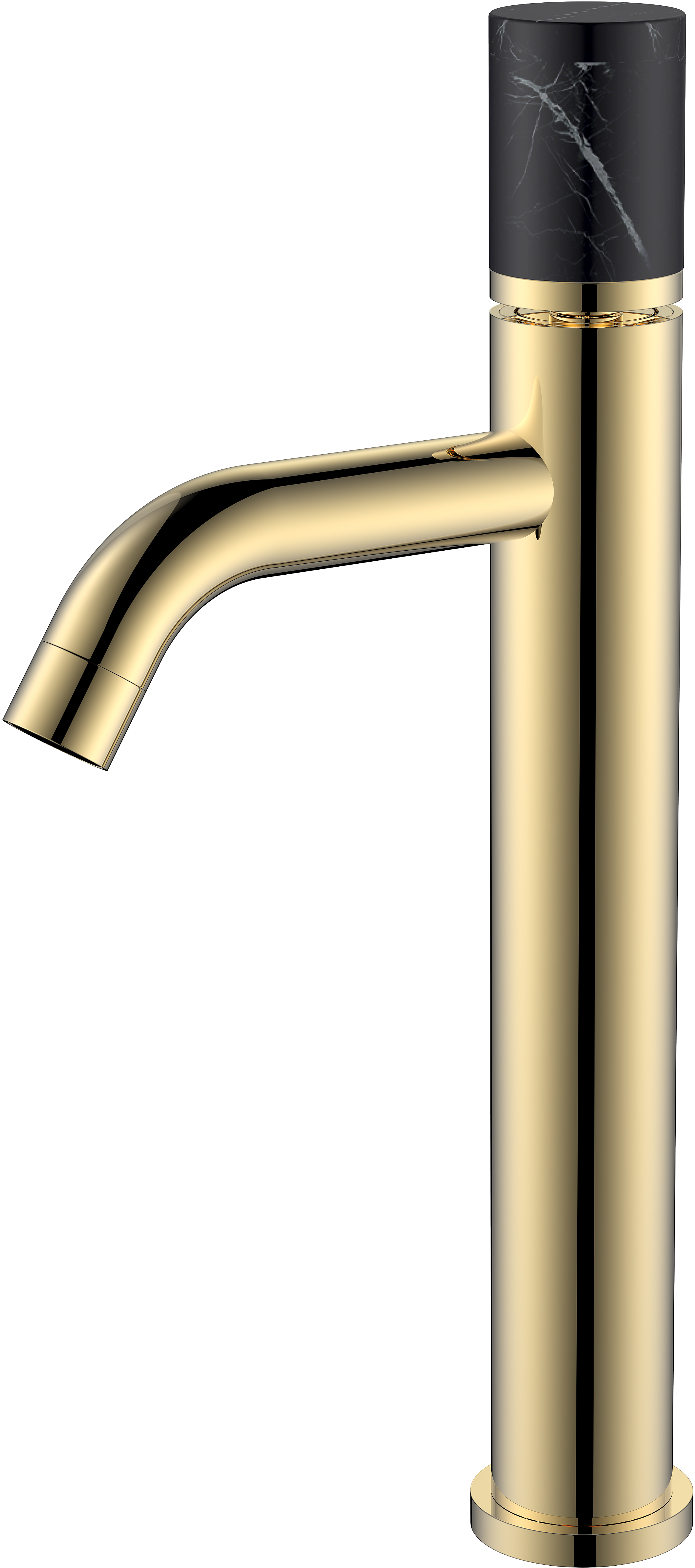 Смеситель для раковины Boheme Stick 122-G-MR-B золотой, черный мрамор