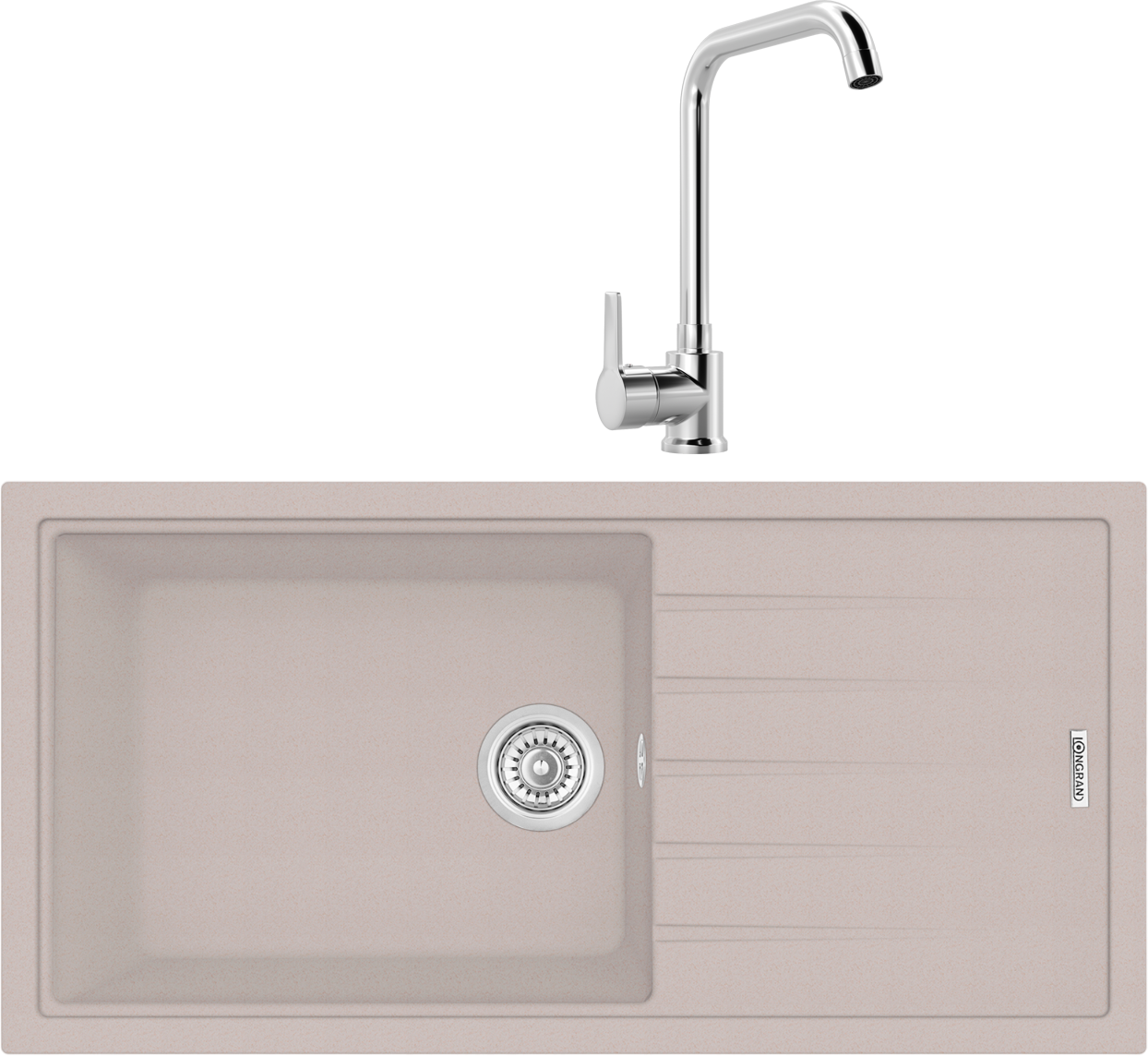 Комплект Мойка Longran Classic CLS914.457 - 58, sabbia + Смеситель MEGA Ege MG-PL10, хром