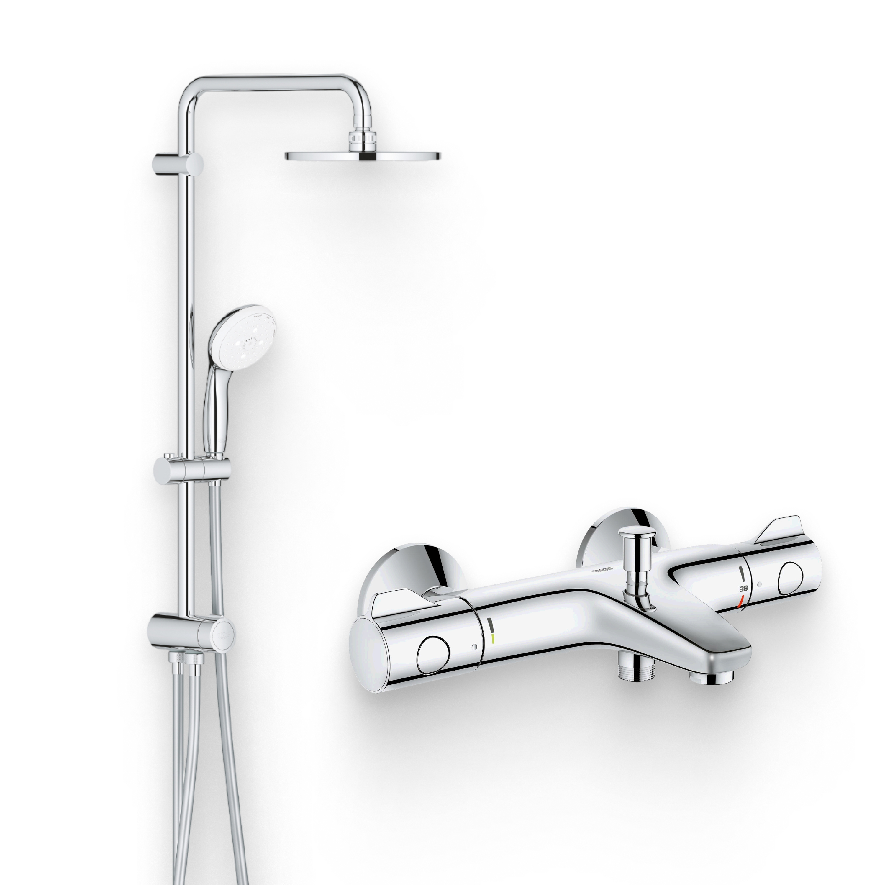 Душевой комплект Термостат Grohe Grohtherm 800 34567000, для ванны с душем + Стойка New Tempesta 27389002