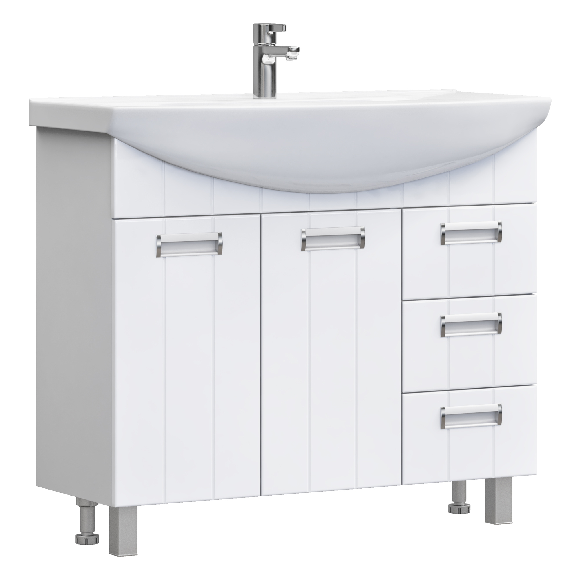 Тумба с раковиной Vigo Diana 105 напольная, белая, раковина Стиль 105