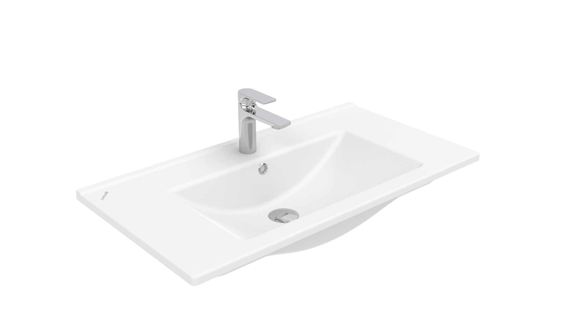 Мебельная раковина Creavit Su 85 накладная, глянцевая белая, прямоугольная, фарфор