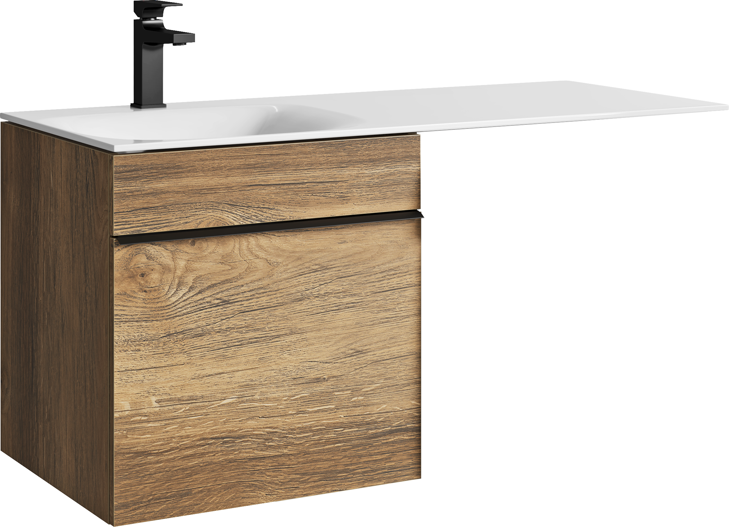 Тумба под раковину без столешницы Aqwella Терра 53 подвесная, под стиральную машину, дуб балтийский