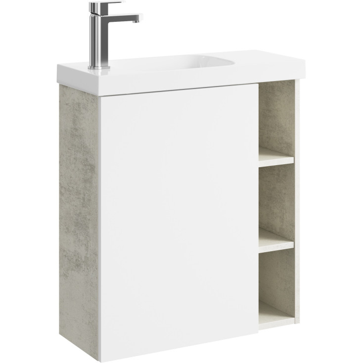 Тумба с раковиной Aqwella Alba 60 L, подвесная, светлый камень, матовая белая