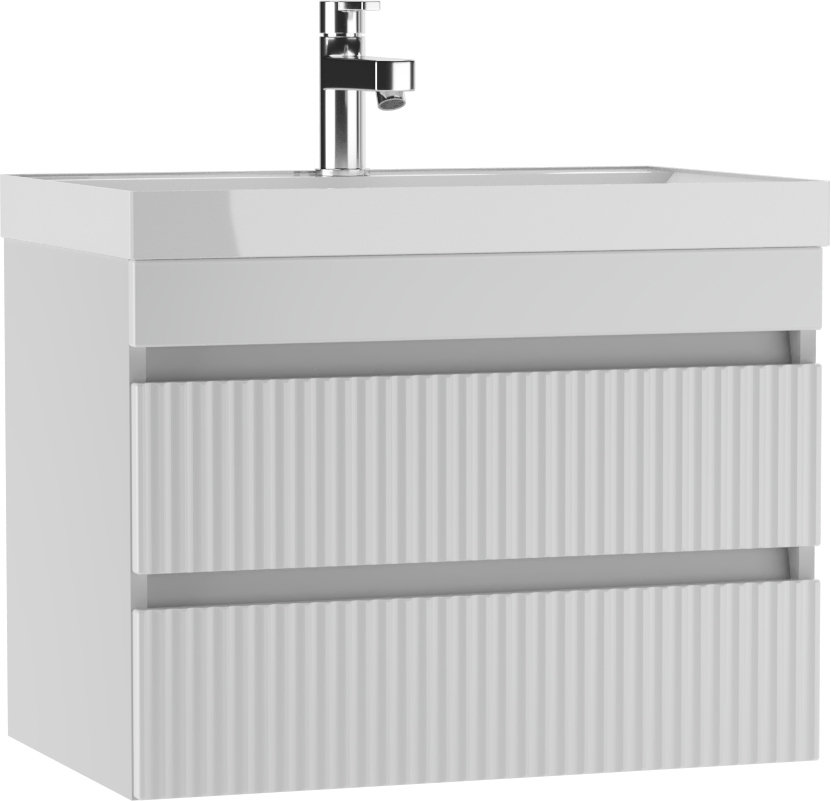 Тумба с раковиной Айсберг Бриз 70 2 ящика, белая