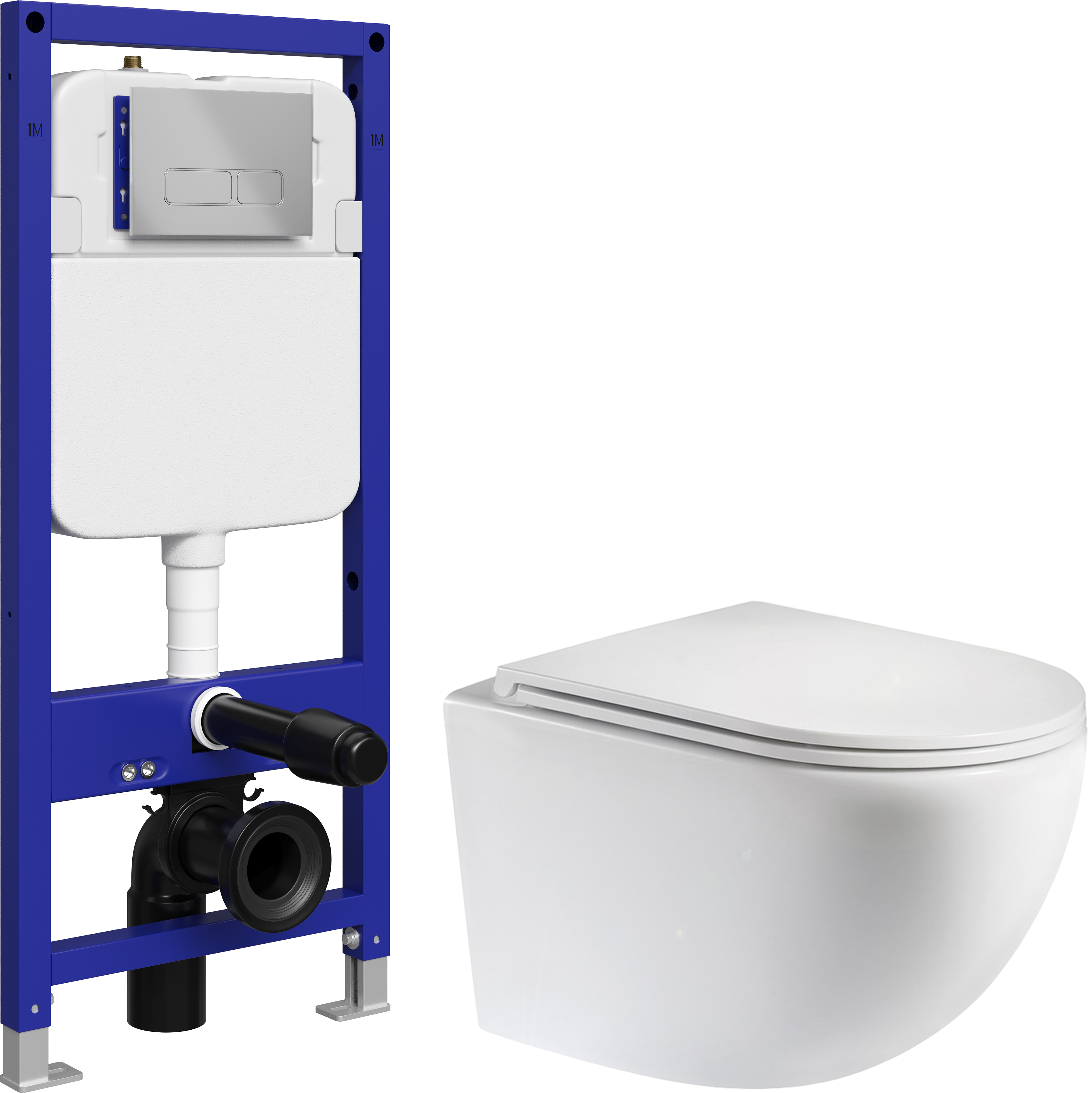 Комплект 5 в 1 Унитаз подвесной Teymi Lina S T40102 + Инсталляция с кнопкой STWORKI Кронборг S28500CR + Крышка-сиденье + Комплект шумоизоляции