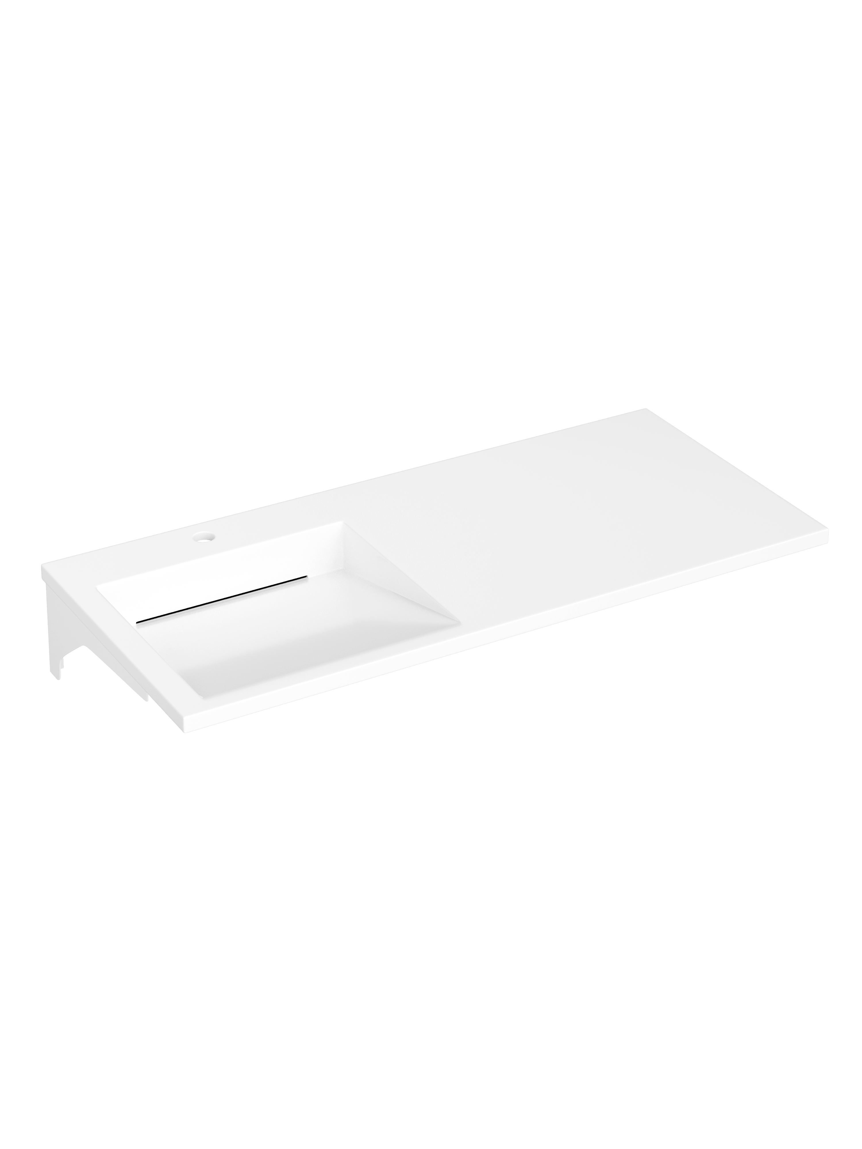 Раковина над стиральной машиной STWORKI Авила 120 L прямоугольная, искусственный камень, со столешницей справа, с комплектом кронштейнов