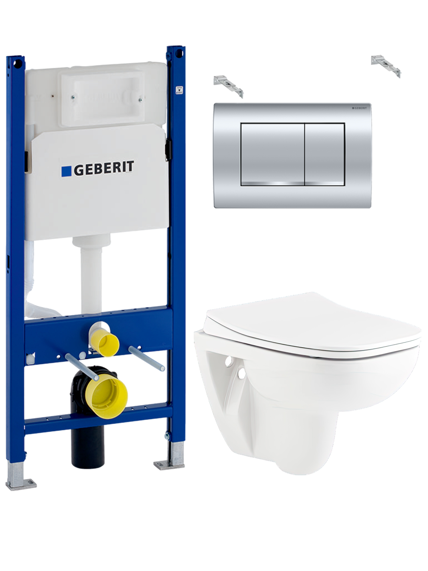 Комплект 3 в 1 Унитаз подвесной Seramiksan Petite A101002H + Сиденье AG50006, с микролифтом + Инсталляция с кнопкой Geberit Duofix Delta 458.163.21.1 цвет хром