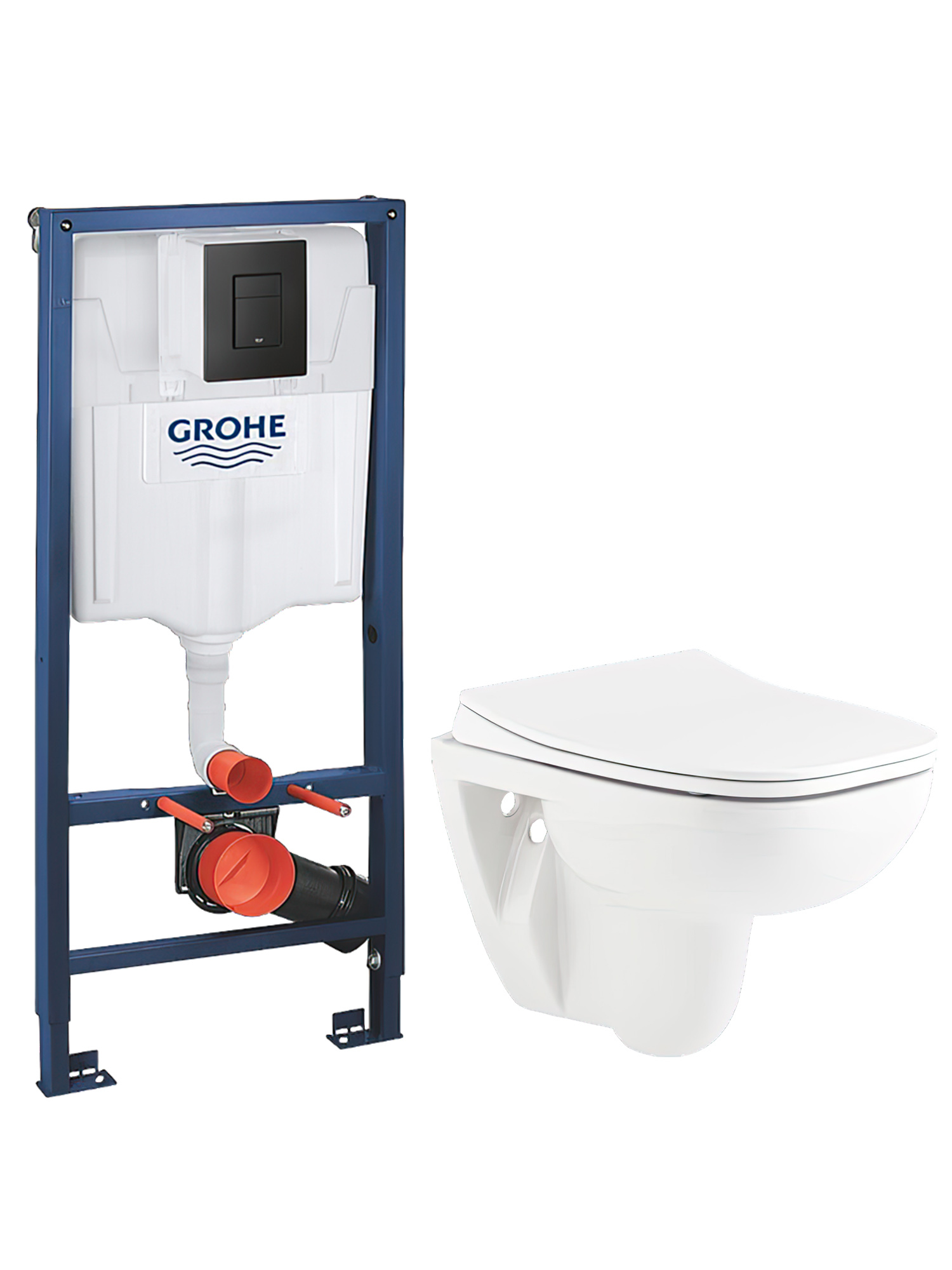 Комплект 3 в 1 Унитаз подвесной Seramiksan Petite A101002H + Сиденье AG50006, с микролифтом + Инсталляция с кнопкой Grohe Solido 38811KF0 цвет черный