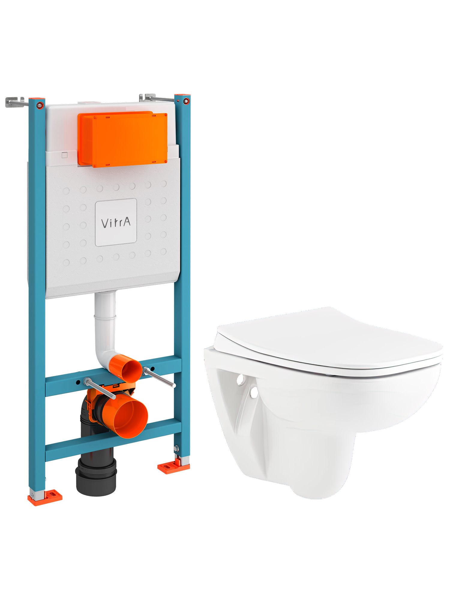 Комплект 3 в 1 Унитаз подвесной Seramiksan Petite A101002H + Сиденье AG50006, с микролифтом + Инсталляция VitrA V-Fix Core 732-5800-01