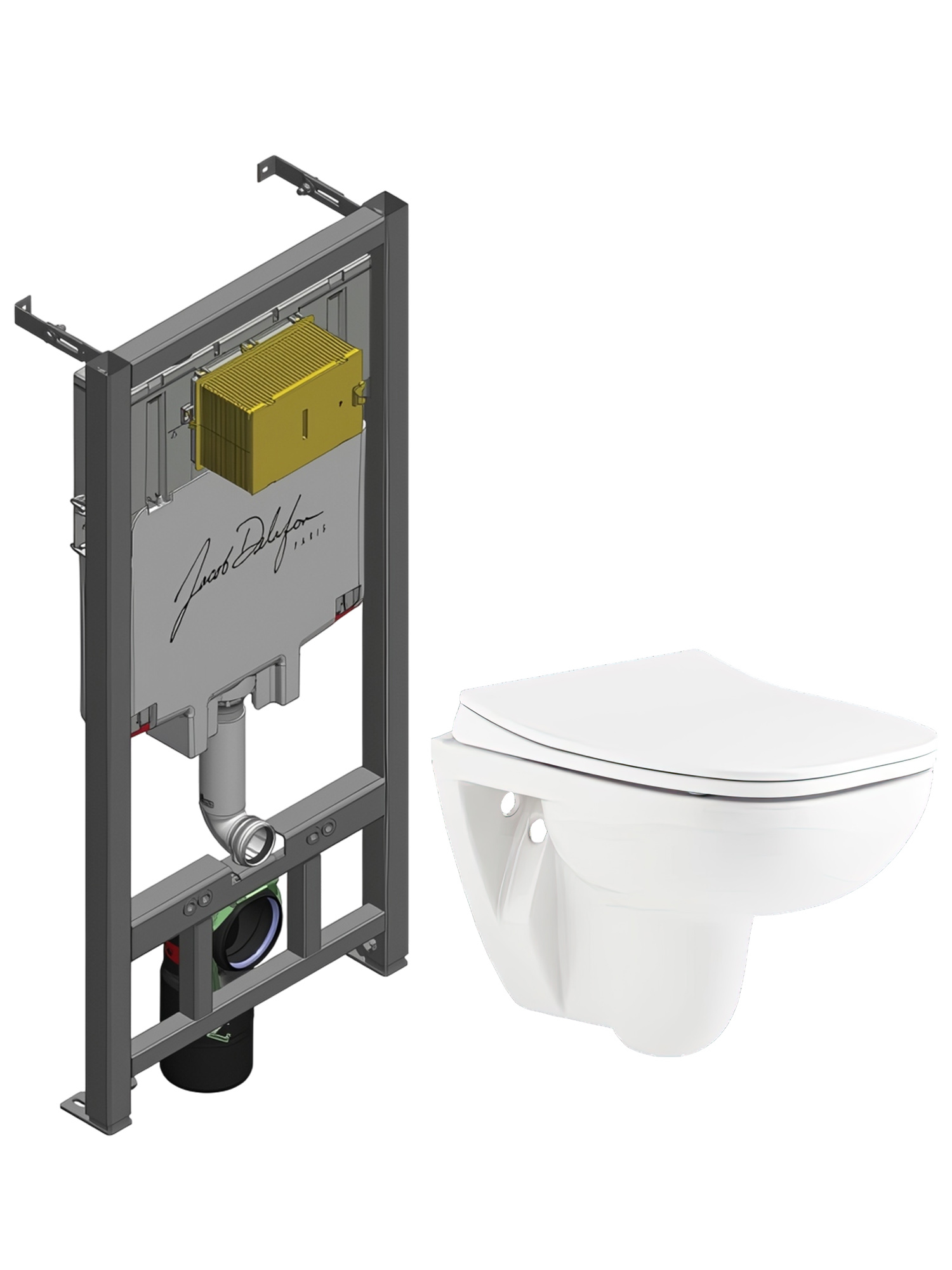 Комплект 3 в 1 Унитаз подвесной Seramiksan Petite A101002H + Сиденье AG50006, с микролифтом + Инсталляция Jacob Delafon E29025-NF