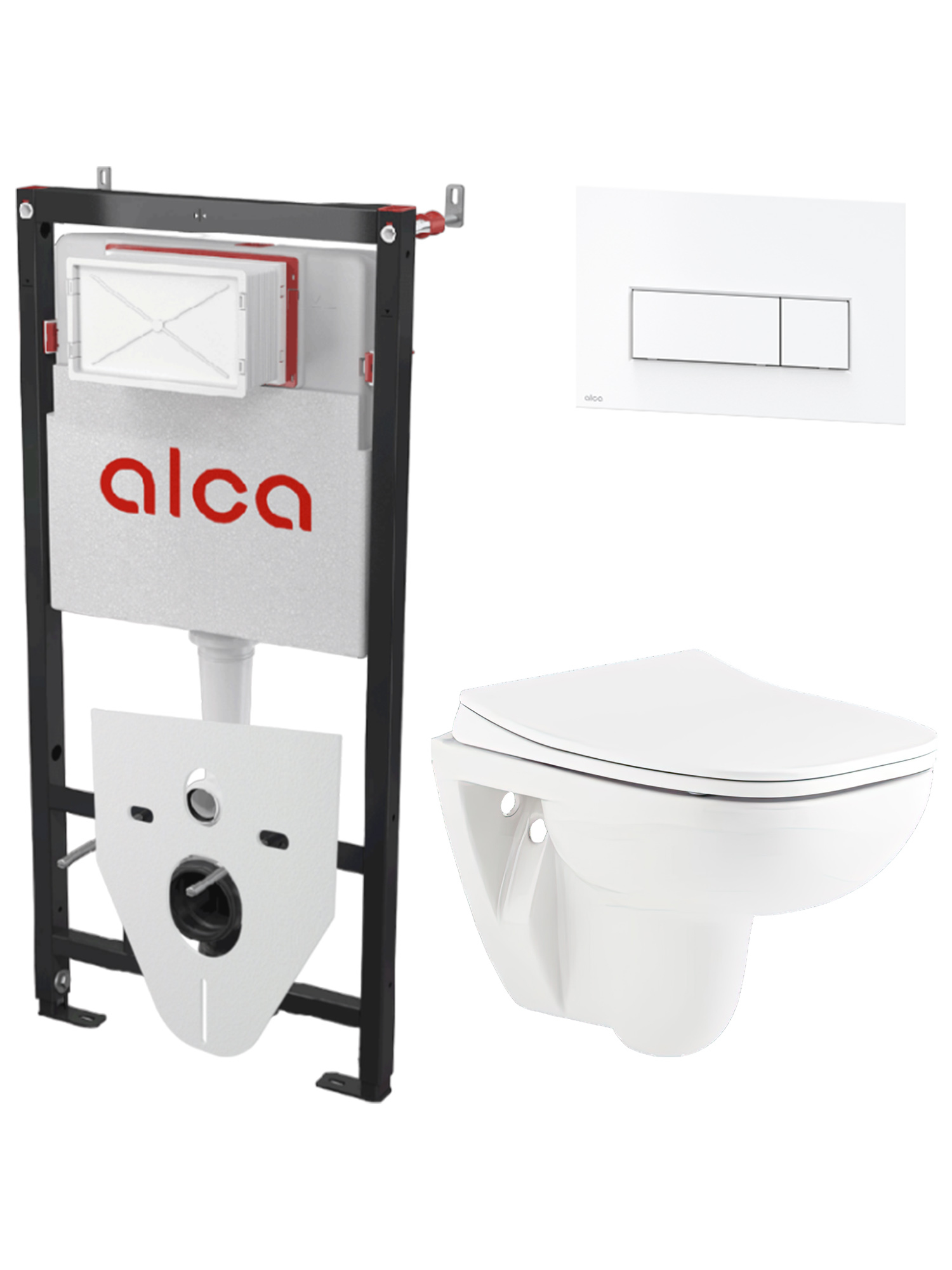 Комплект 3 в 1 Унитаз подвесной Seramiksan Petite A101002H + Сиденье AG50006 + Инсталляция с кнопкой AlcaPlast AM101/1120-4:1 M570-VE-01
